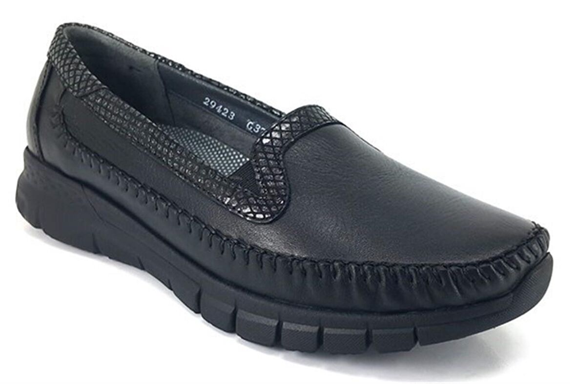 Laden Forelli Hakiki Deri Anatomik Kadın Ayakkabı-Siyah