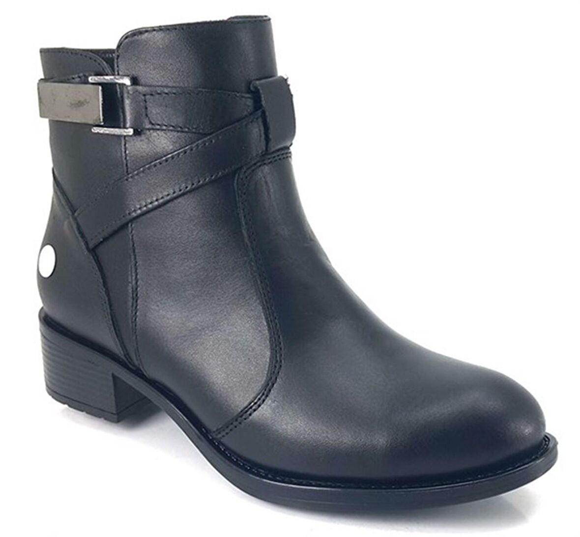 Mammamia 1015 Hakiki Deri Günlük Kadın Bot-Siyah