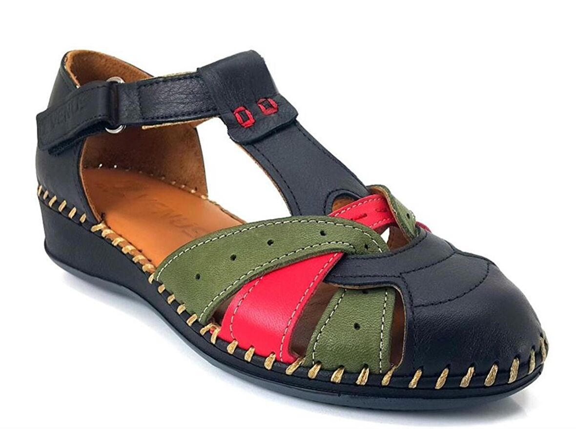 Venüs 2313735 Günlük Hakiki Deri Bayan Sandalet-Siyah