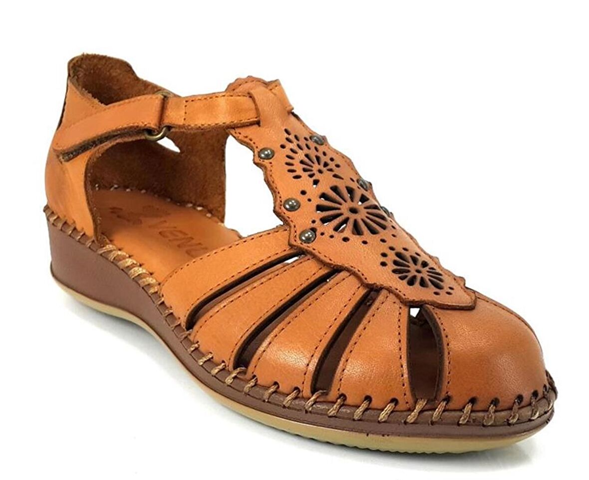 Venüs 2313705 Günlük Hakiki Deri Bayan Sandalet-Taba