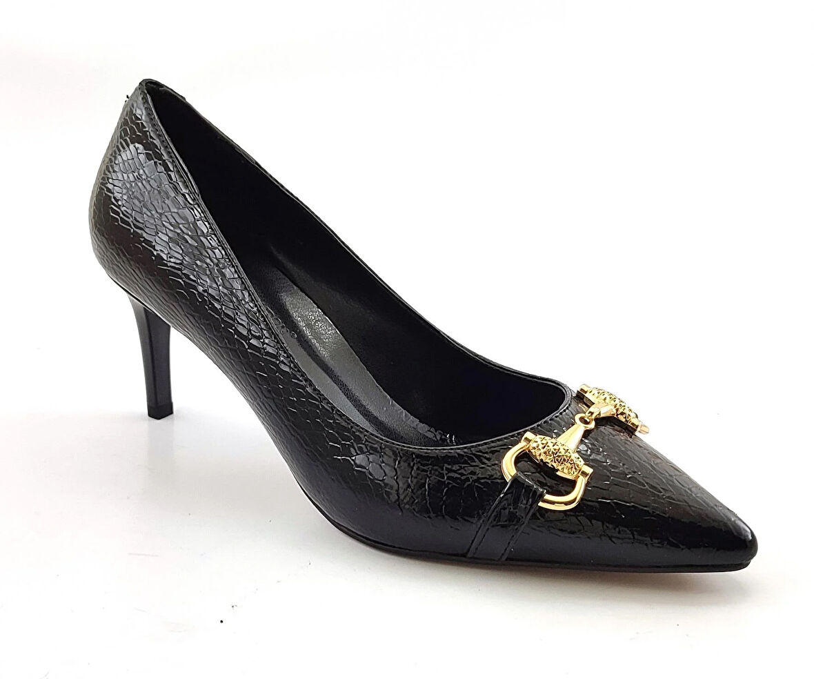 L&L 360 Günlük Kadın Topuklu Ayakkabı-Siyah Rugan