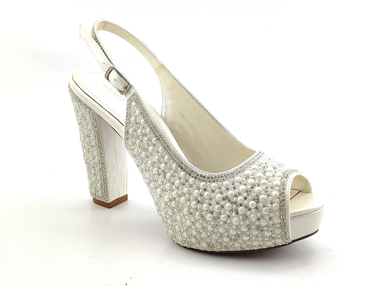 L&L 374 Günlük Kadın Topuklu Ayakkabı-Beyaz