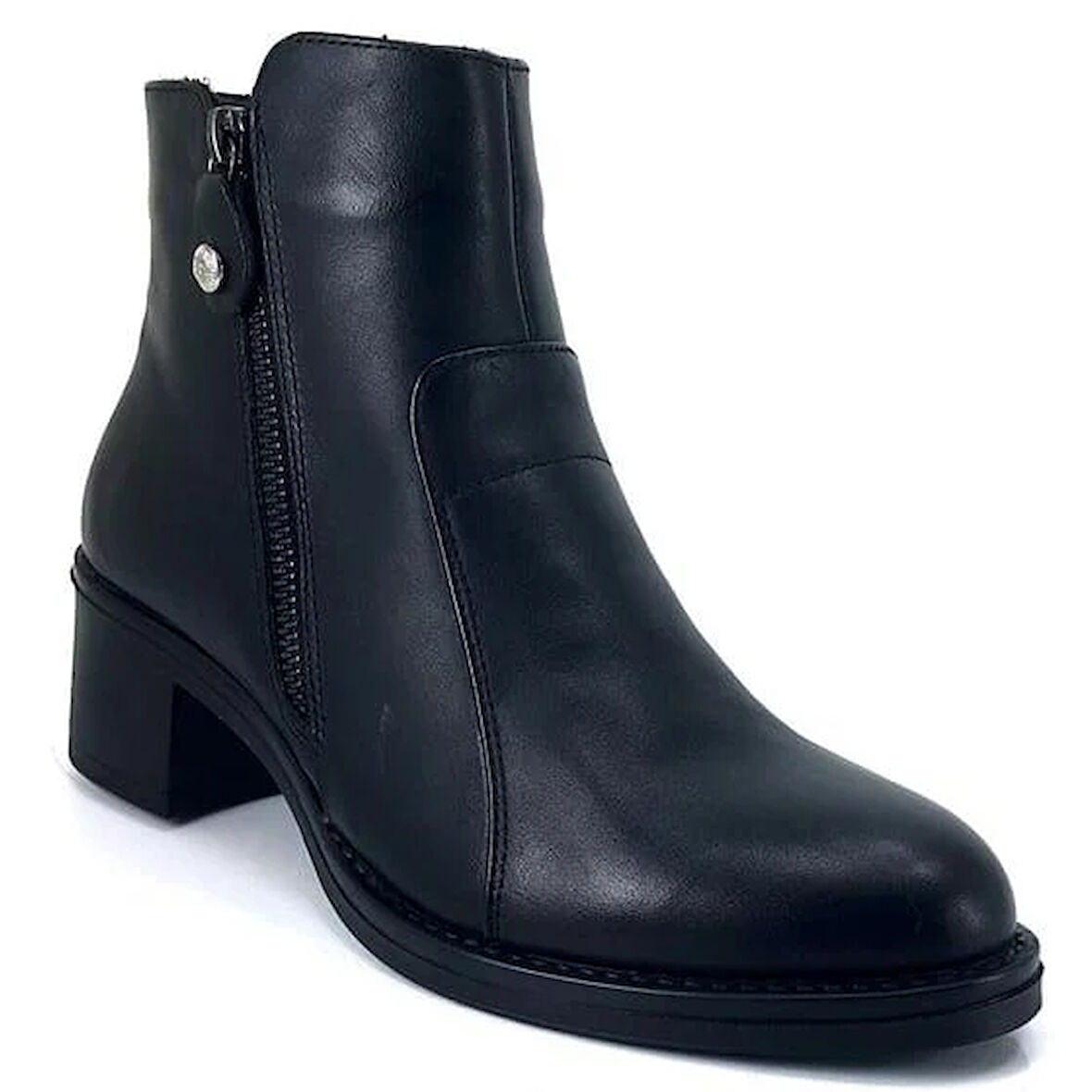 Mammamia 1920 Hakiki Deri Günlük Kadın Bot-Siyah