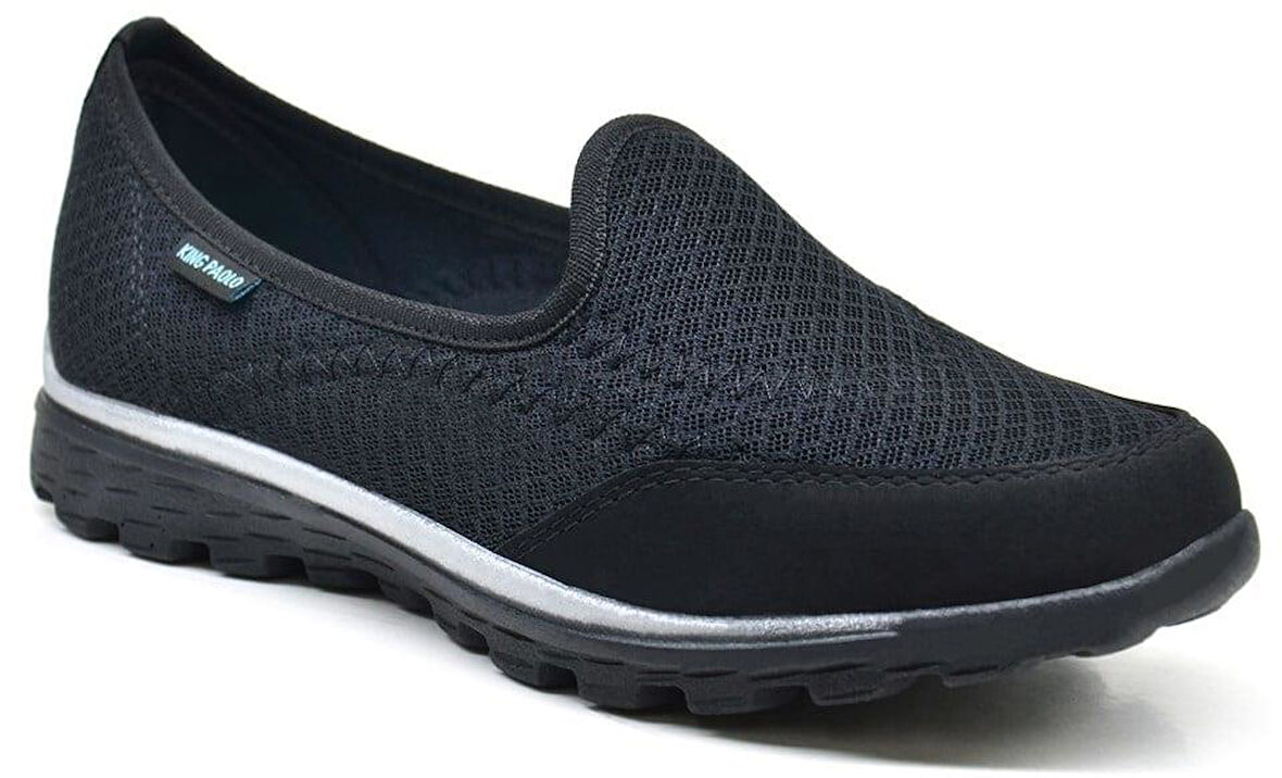 King Paolo 5889 Kadın Anatomik Günlük Ayakkabı-Siyah