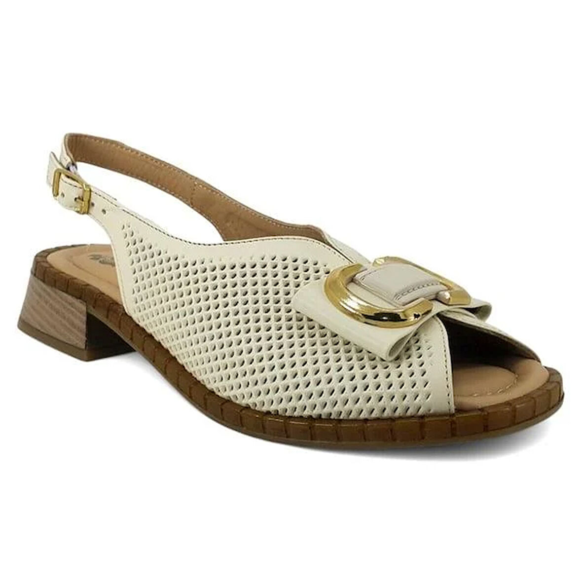 Venüs 2512003 Günlük Hakiki Deri Kadın Sandalet-Bej