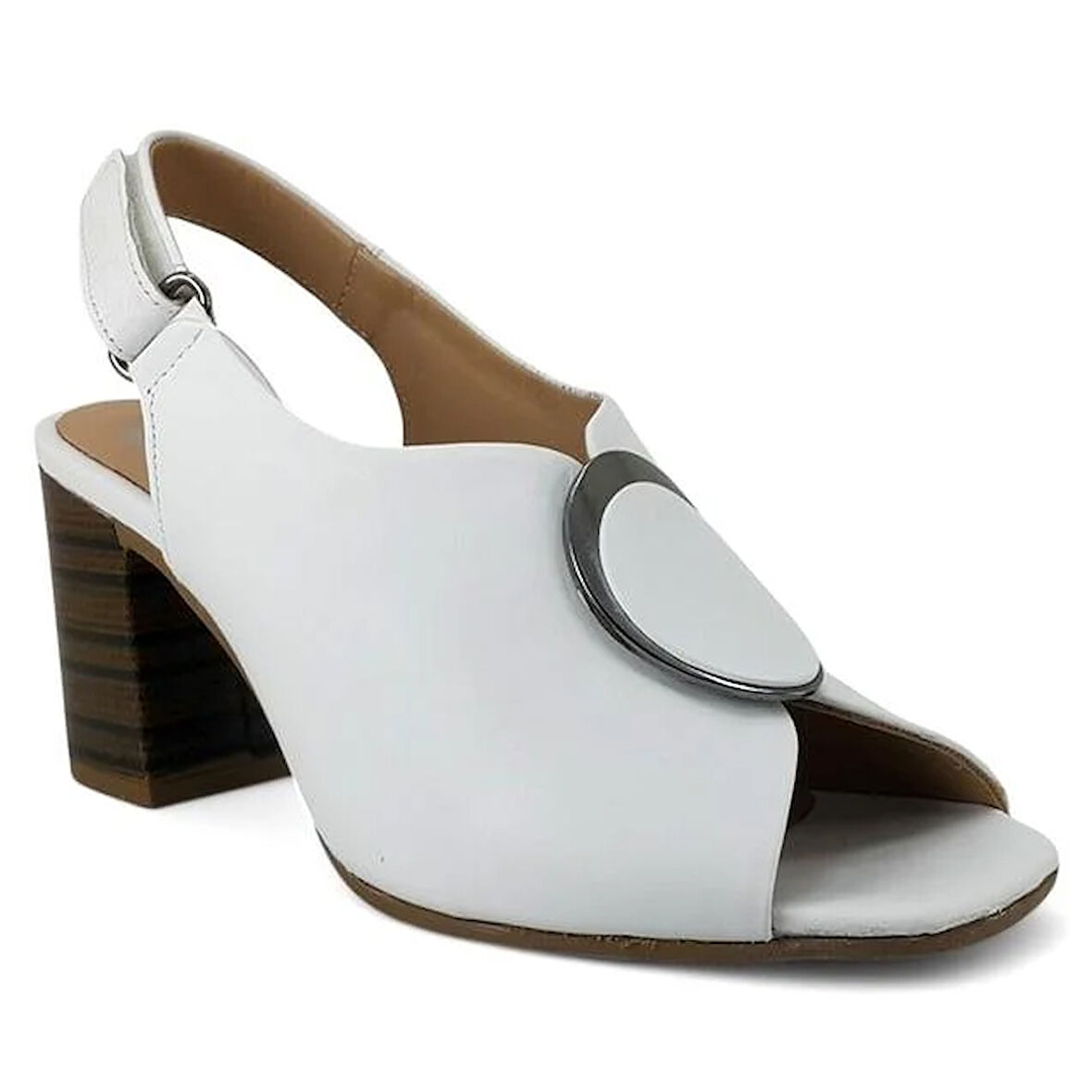 Venüs 2108518 Günlük Hakiki Deri Kadın Sandalet-Beyaz