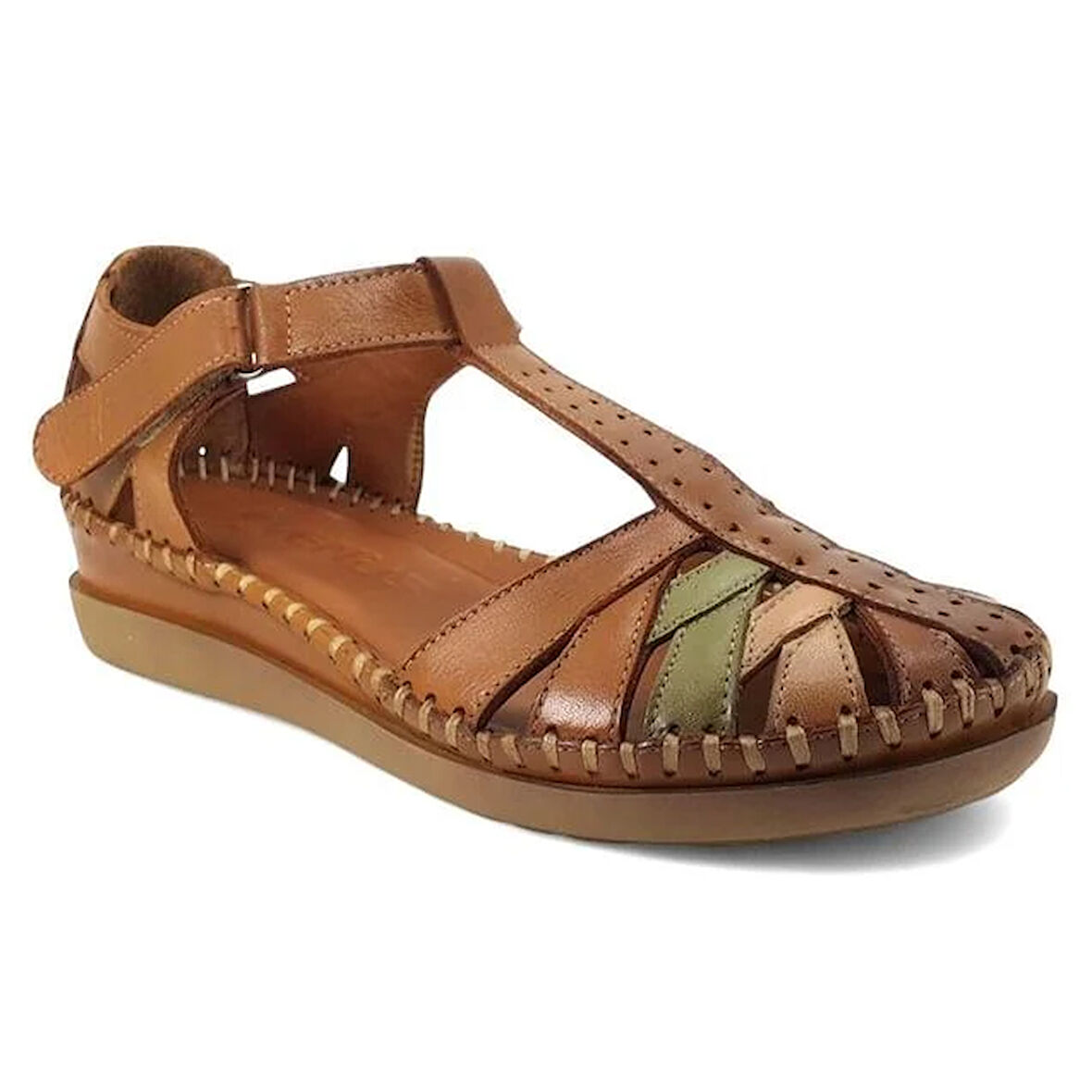 Venüs 25033540 Günlük Hakiki Deri Kadın Sandalet-Taba