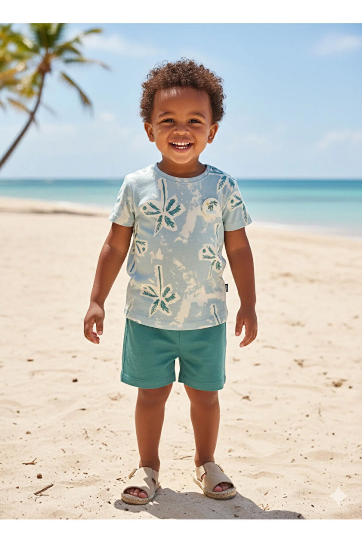 Çocuk Unisex Kız Erkek Şortlu Alt Üst Takım Kreş %100 Pamuk Rahat Tarz Tasarım Premium, Haki