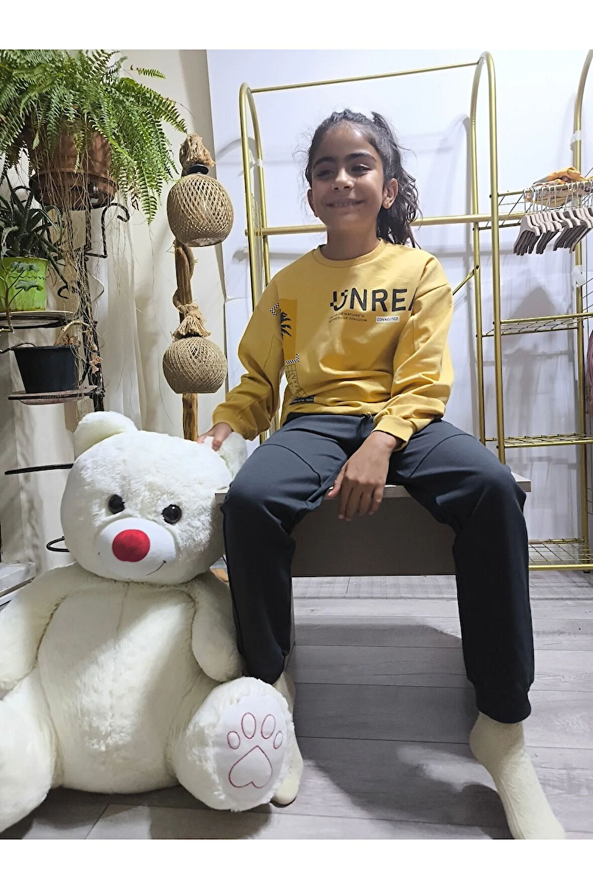 Erkek Kız Çocuk Alt Üst Takım Unisex Uzun Kollu Eşofman Rahat Spor Şık Modern Tasarım Ribanalı