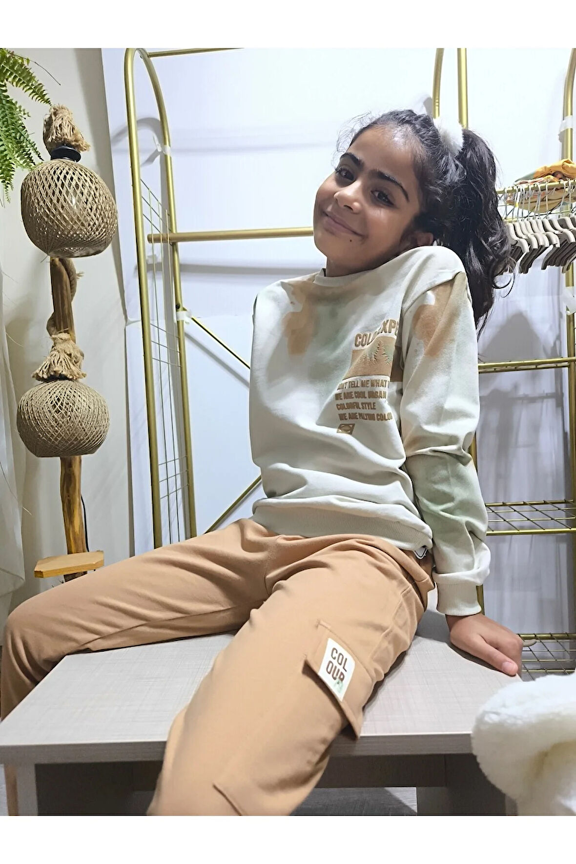 Erkek Kız Çocuk Alt Üst Takım Unisex Uzun Kollu Eşofman Rahat Spor Şık Modern Tasarım Ribanalı