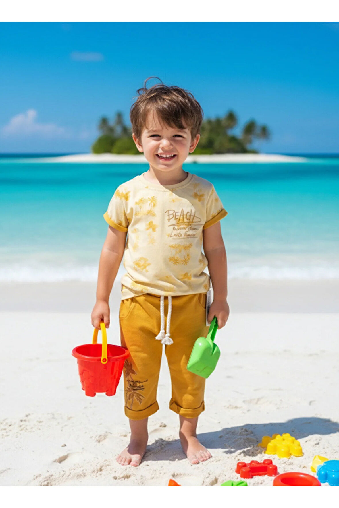 Çocuk Unisex Kız Erkek Şortlu (Kapri) Takım Kreş %100 Pamuk Rahat Tarz Tasarım Premium