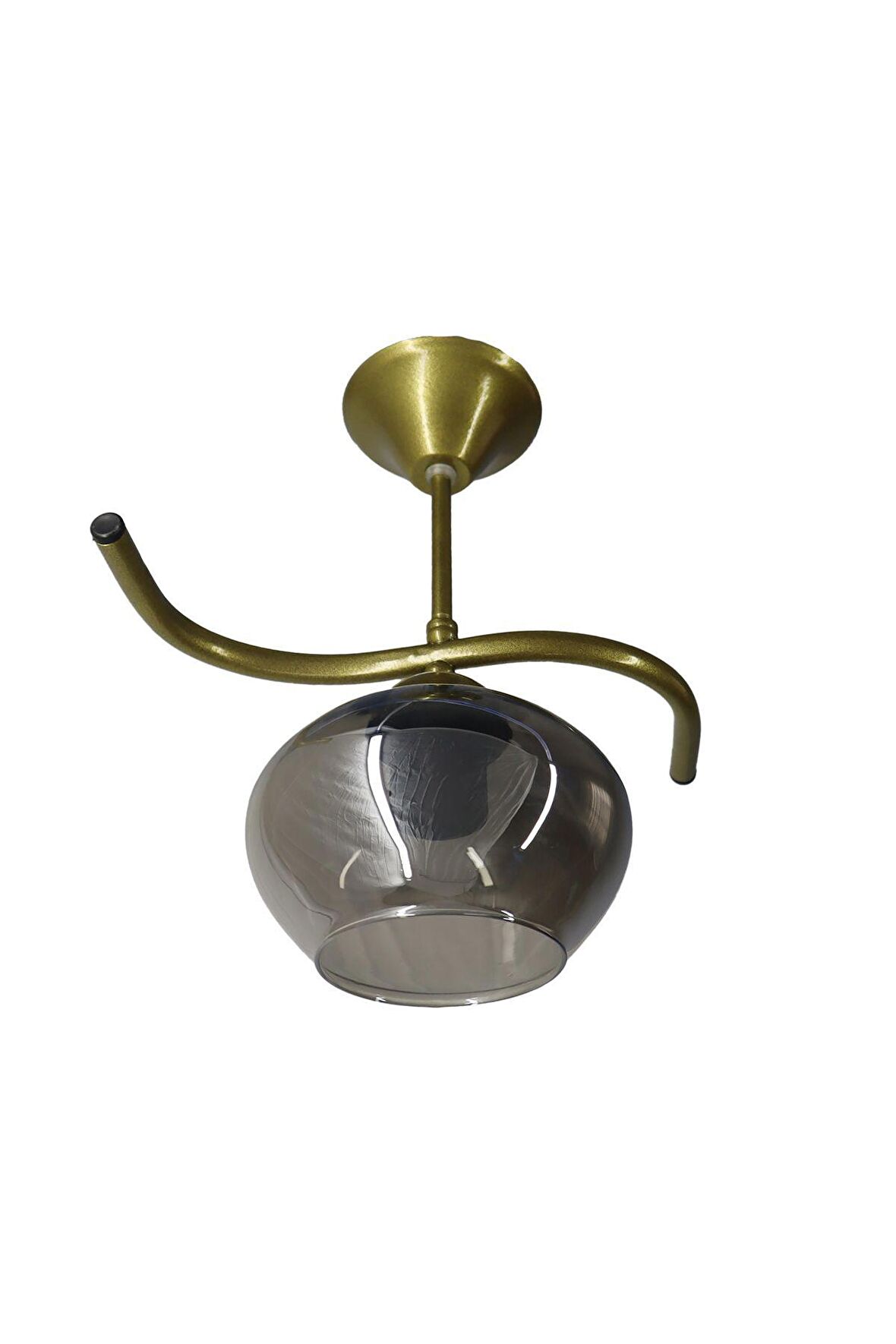 Fuji Eskitme Tekli Füme Yatsı Camlı Avize | Kaliteli Modern Metal Avize