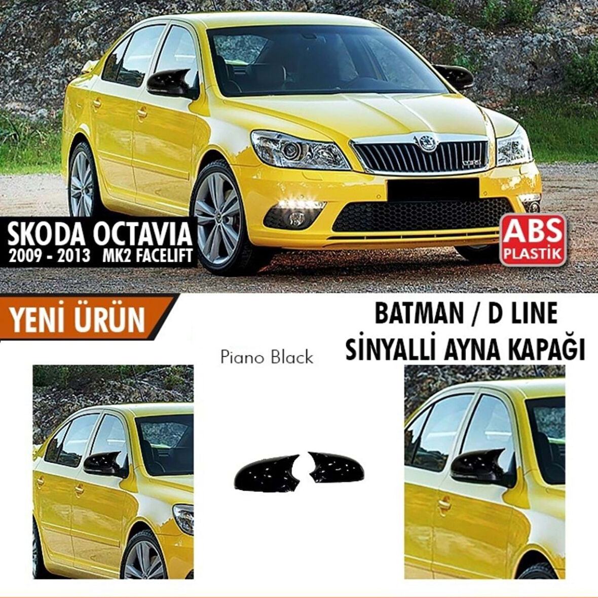 Sts Oto Aksesuar Skoda Octavia Uyumlu Mk2 A5 Facelift 2009-2013 Batman Yarasa Ayna Kapağı