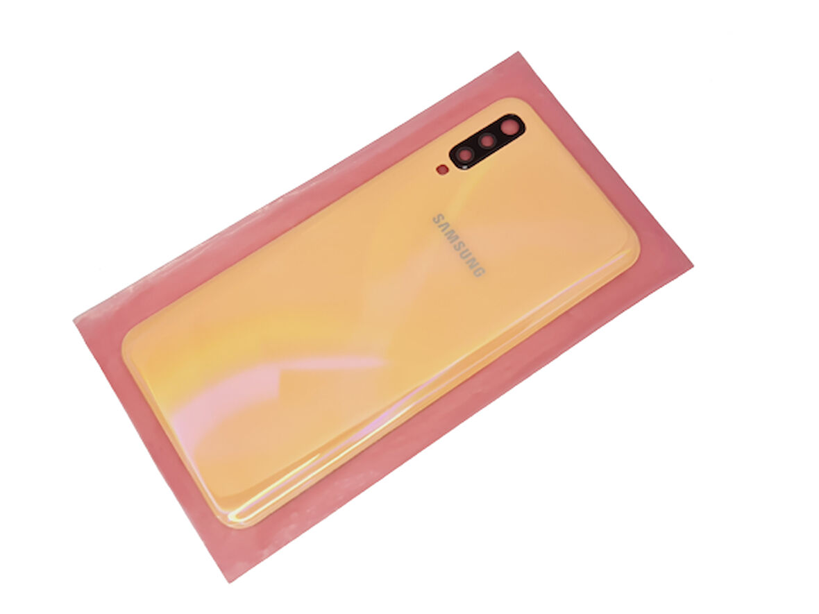 Samsung Galaxy  A50 A505 Arka Pil Batarya Kapağı (FULL LENSLİ) TURUNCU