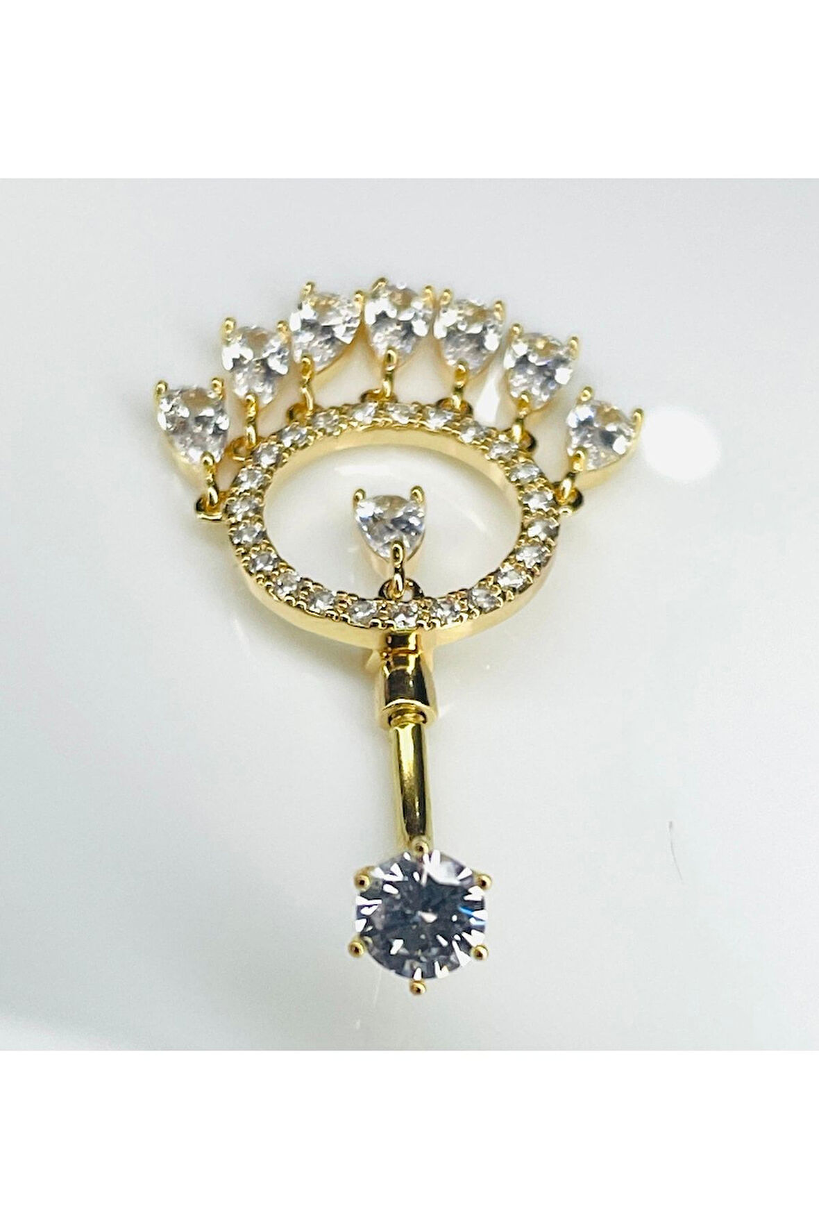 Paslanmaz Çelik Şakira Kadın Göbek Piercing Zirkon Taşlı