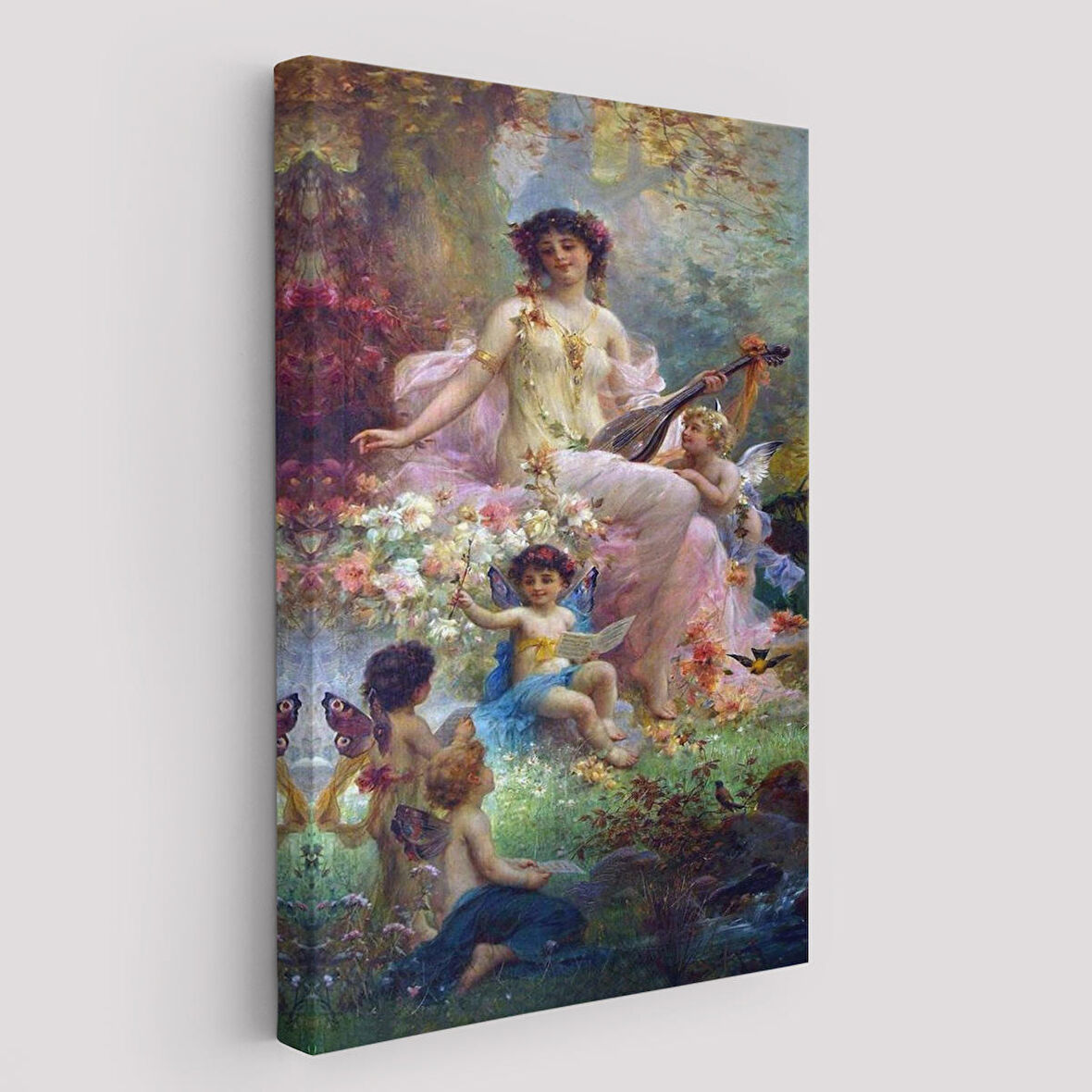 Bahçedeki Anne ve Melekleri Dekoratif Duvar Tablosu-6214