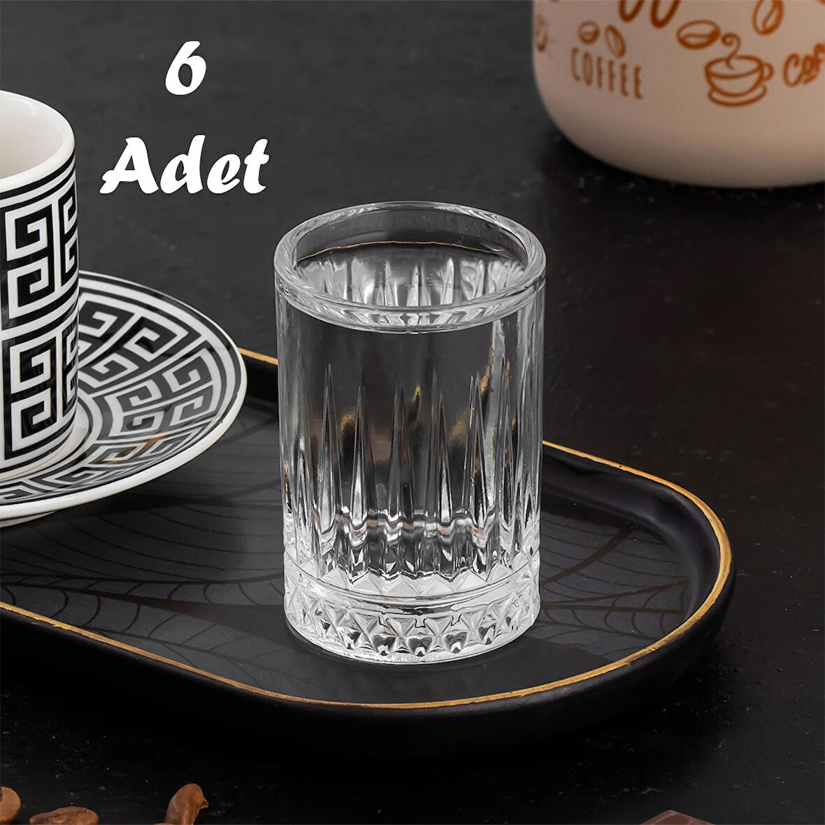 Porsima Glasya 6'lı Kahve Yanı Bardak Seti  Cam Su Bardak Seti Kahve Yanı Mini Meşrubat Bardağı Shot Bardağı 65 Ml