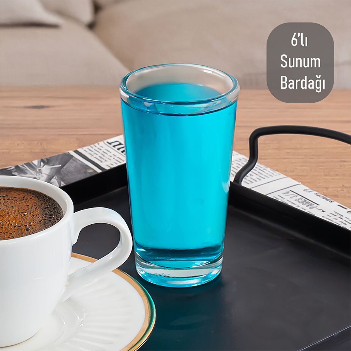 Porsima Glass 6591 Meşrubat Kahve Yanı Bardağı Sunumluk 6 Adet 100cc Shot Bardak 