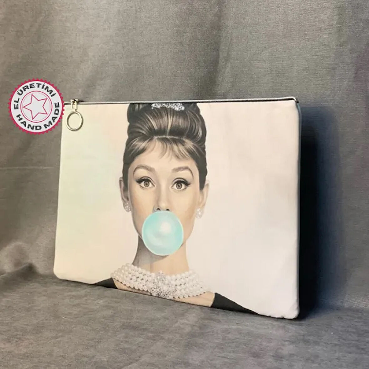 Uretti - Mehtap 4435 - Pop Art Desenli Clutch Çanta - Fil Dişi