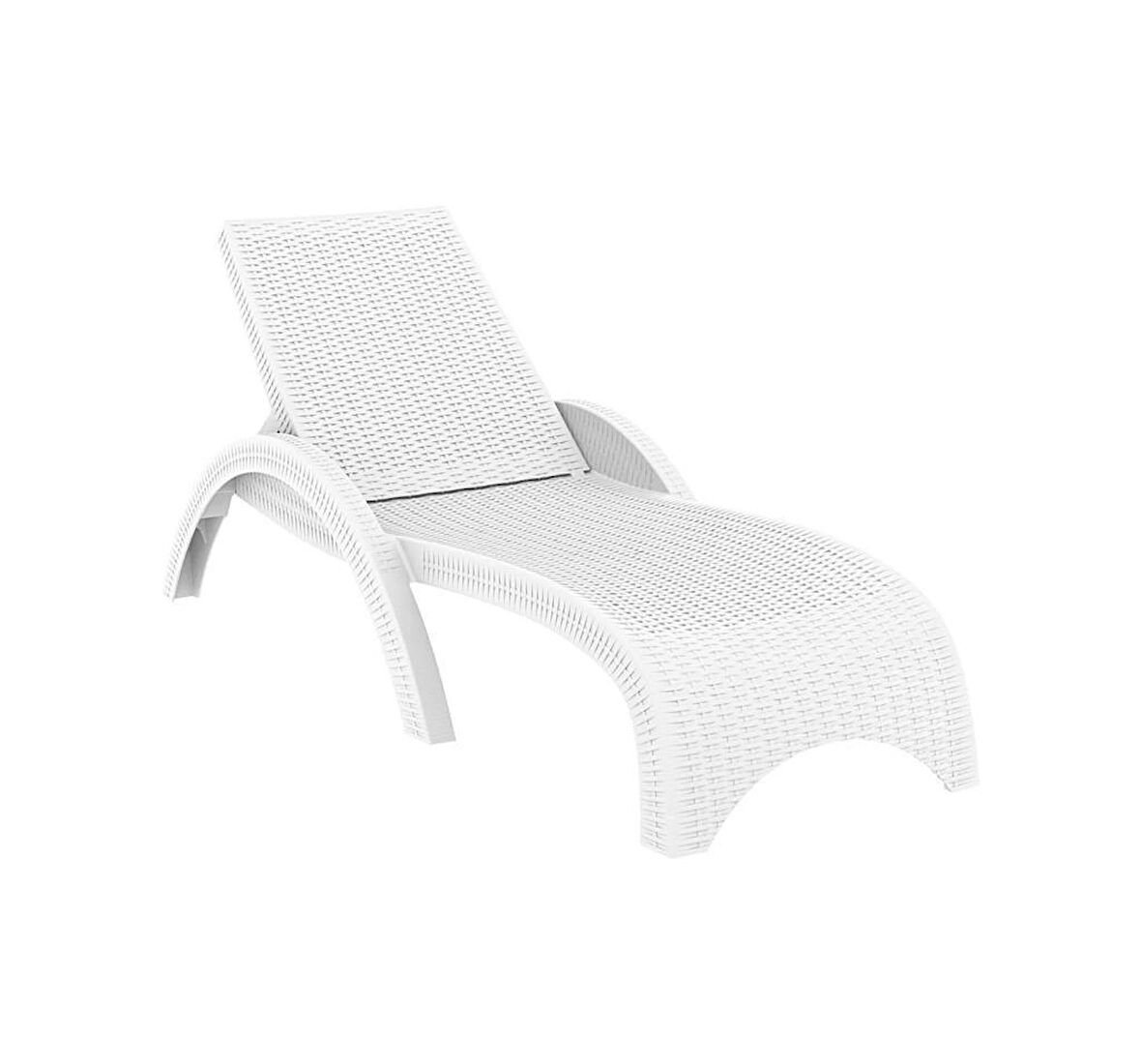 Omnipazar TRK-860 Siesta Fiji Rattan Desenli Ayarlanabilir Lüks Şezlong 