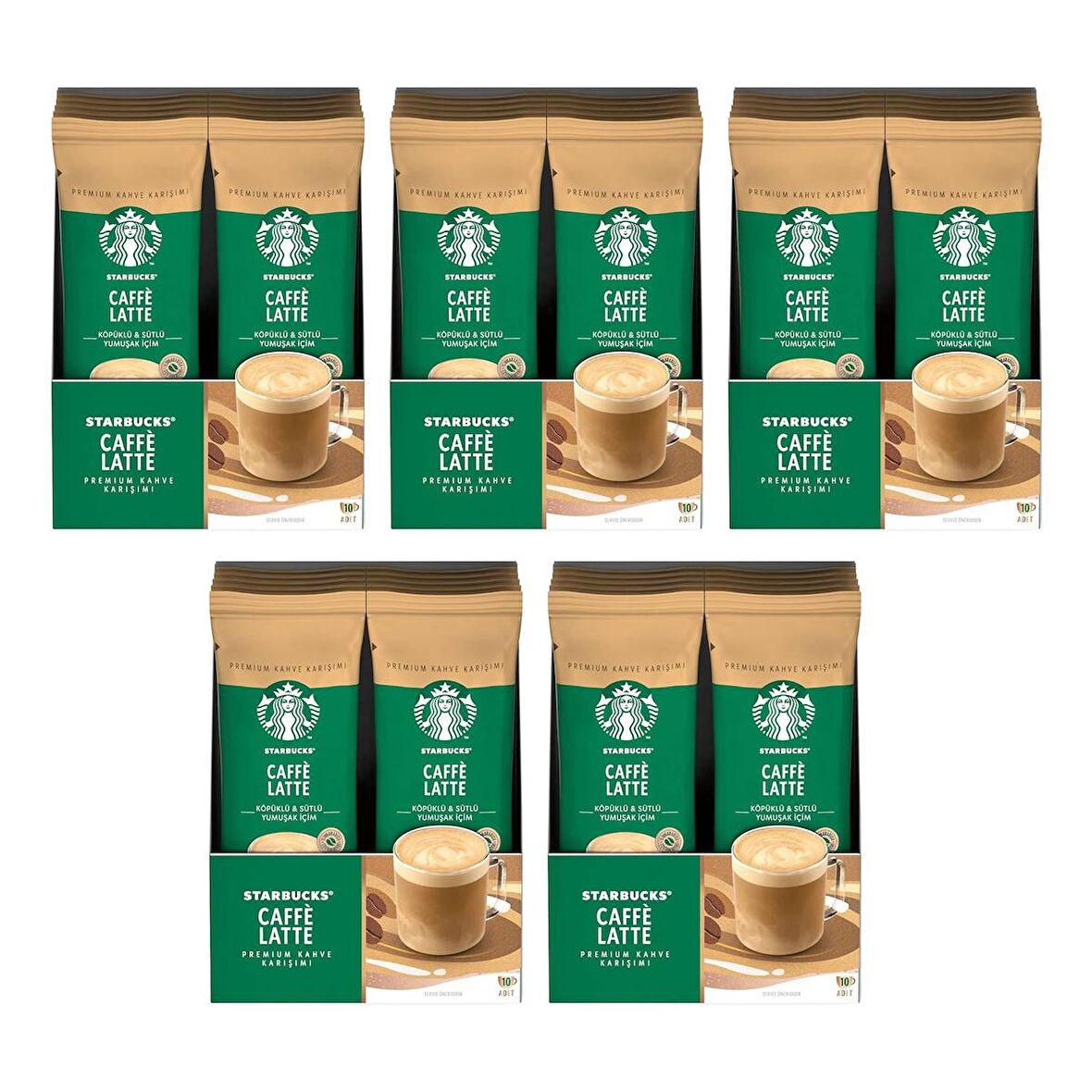 Starbucks Caffe Latte Premium Kahve Karışımı 14 Gr 10 lu x 5 Kutu