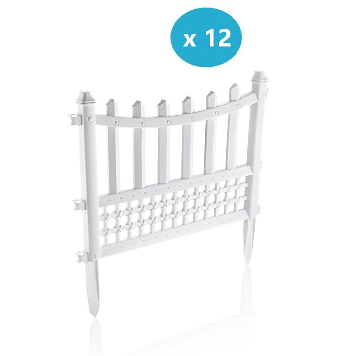Omnipazar SY-5998 Elite Plastik Dekoratif Bahçe Çiti 12'li Set 60x55 cm Beyaz