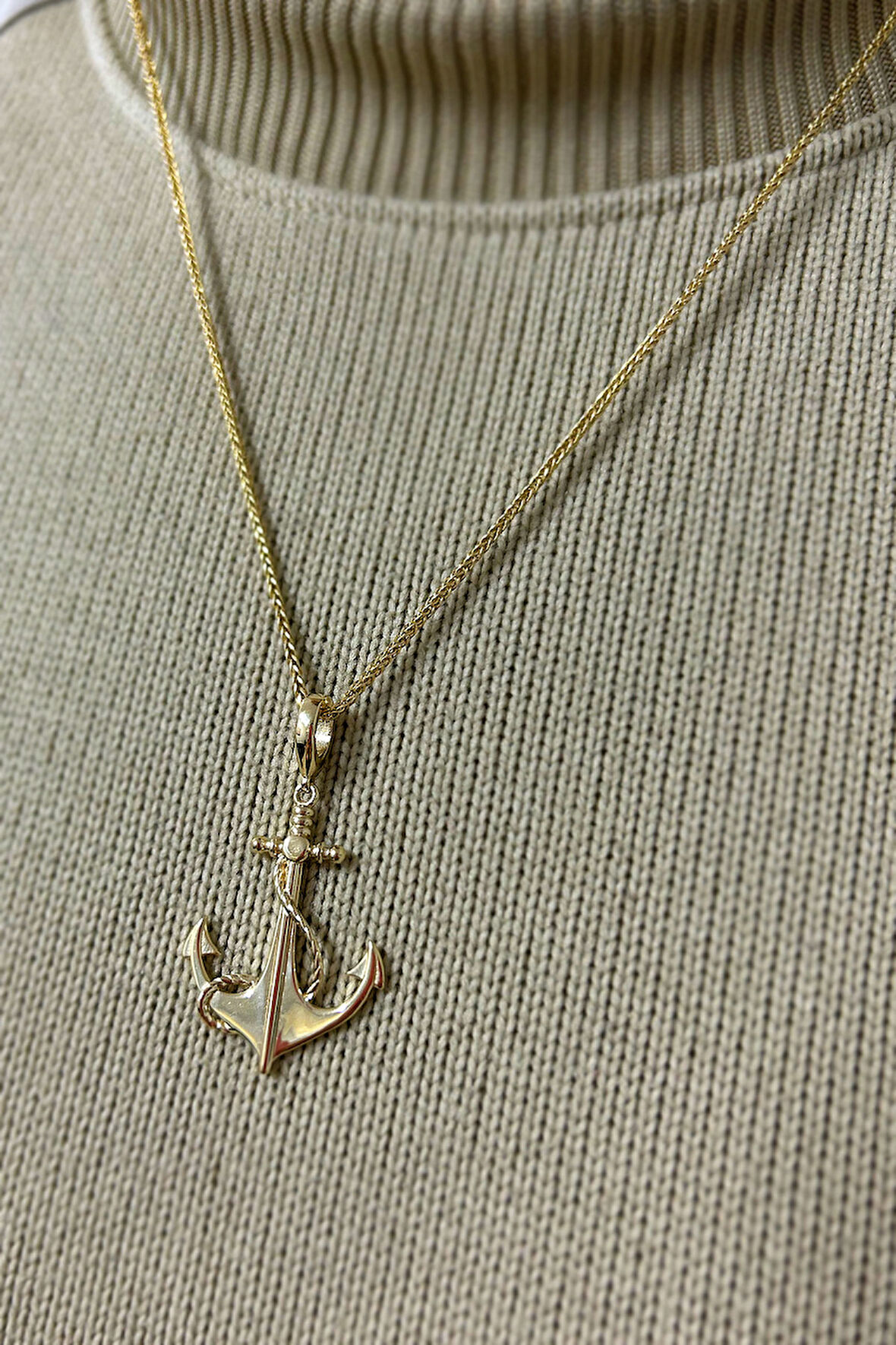 Altın Taşsız Çapa Model Erkek Kolye