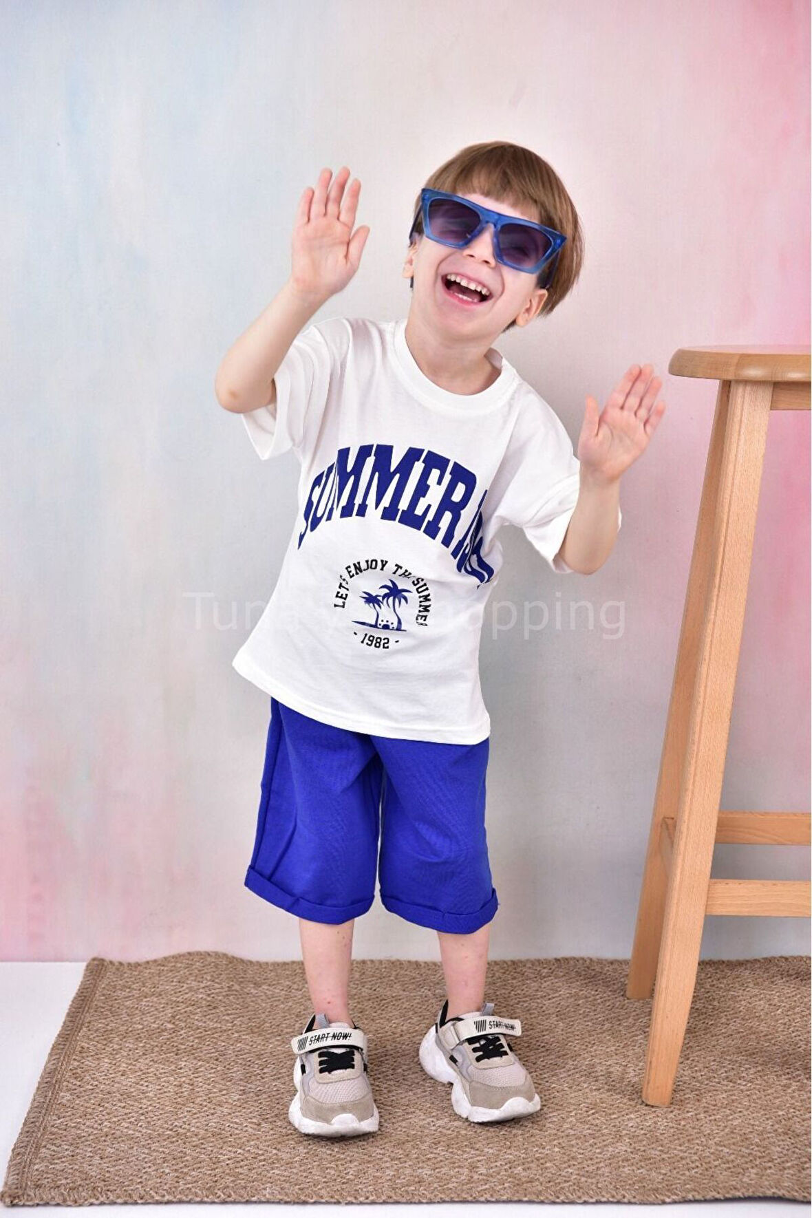Erkek Çocuk Kapri Oversize T-shirt Takım %100Pamuk (GemxV40nrK)