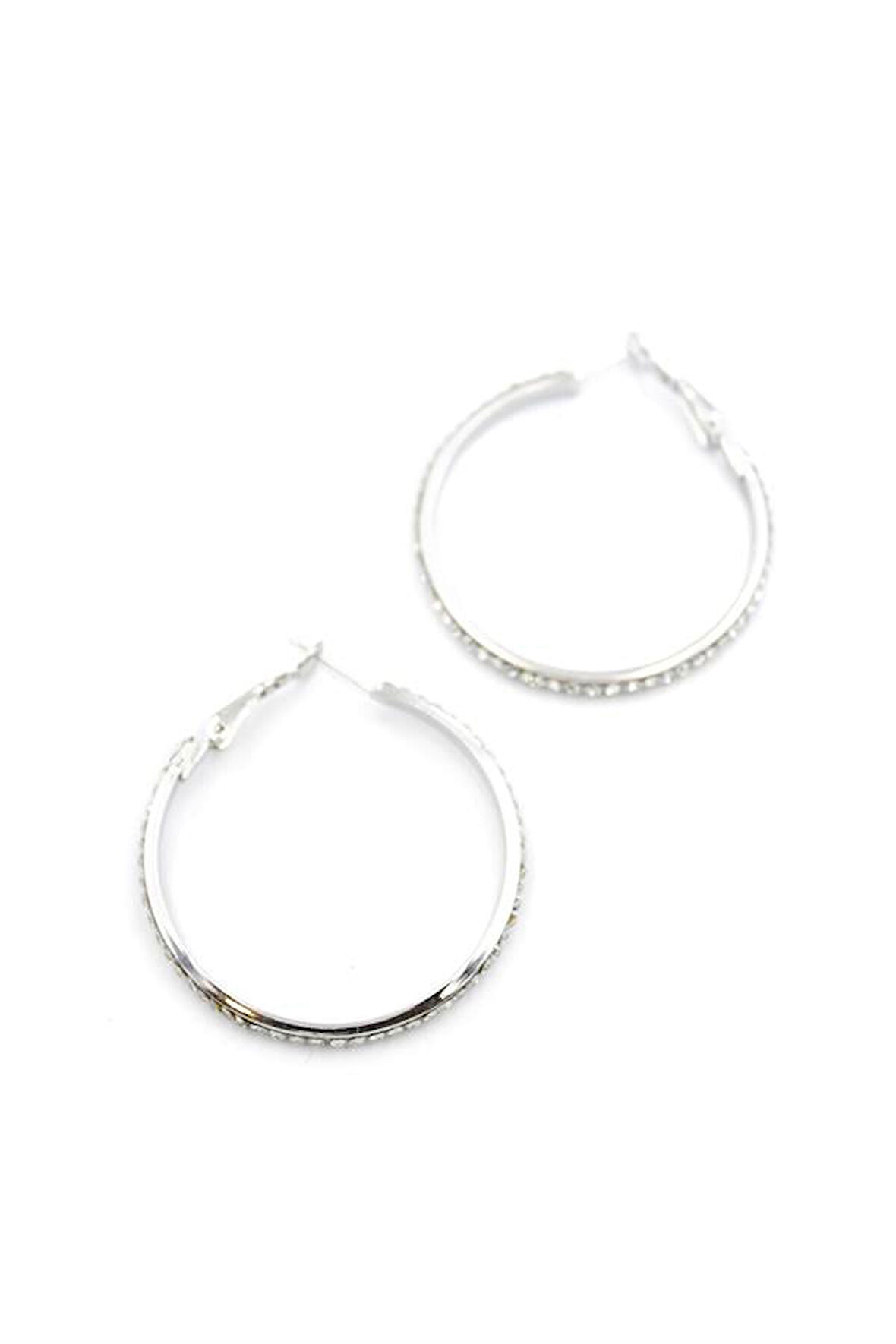 Taşlı Halka Küpe - Gümüş