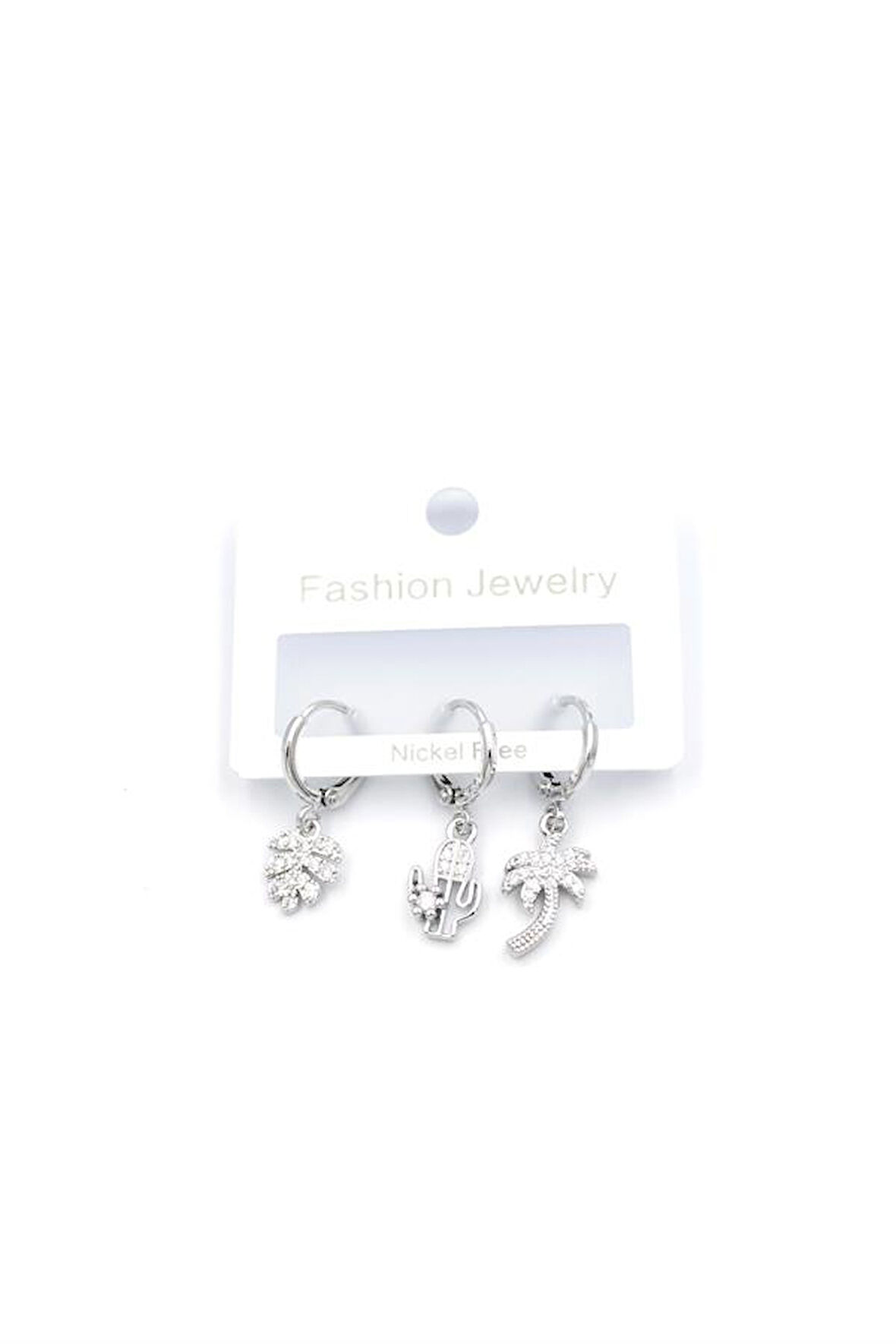 3'lü Kaktüs Küpe - Gümüş