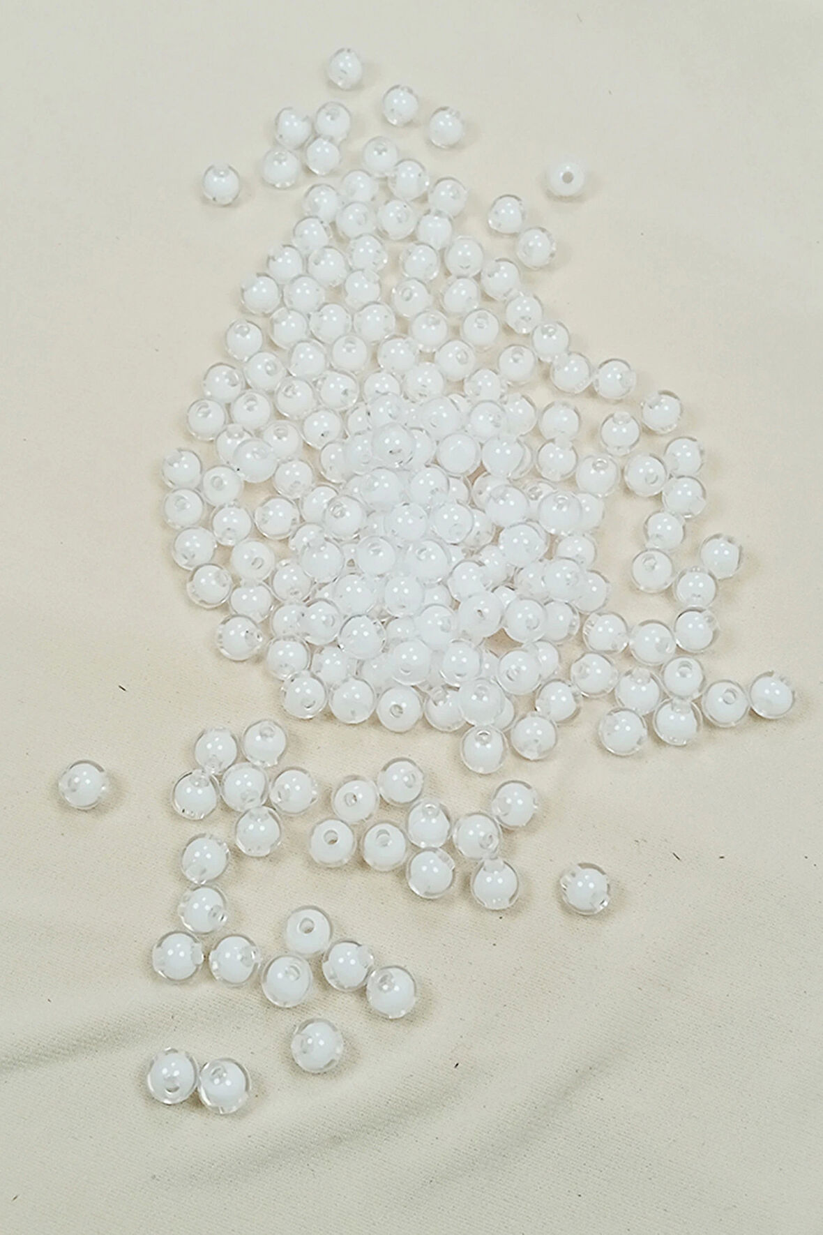 Yuvarlak Boncuk İçten Boncuklu Bileklik Çanta Boncuğu 8 mm 50 gr Beyaz - BNC470