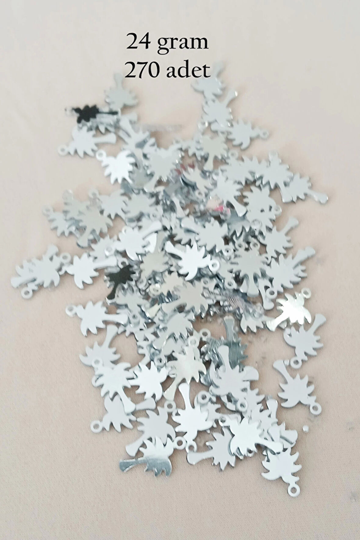 Oya Abiye Bileklik Kolye Pleksi Metalik Plastik Pul Gümüş Renk 24 gram 270 adet - BNC566