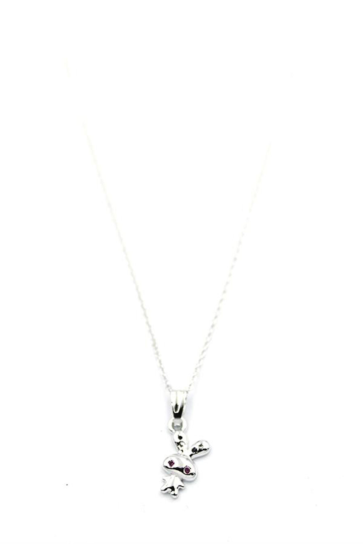 Peluş Tavşan Figürü Kolye - Gümüş