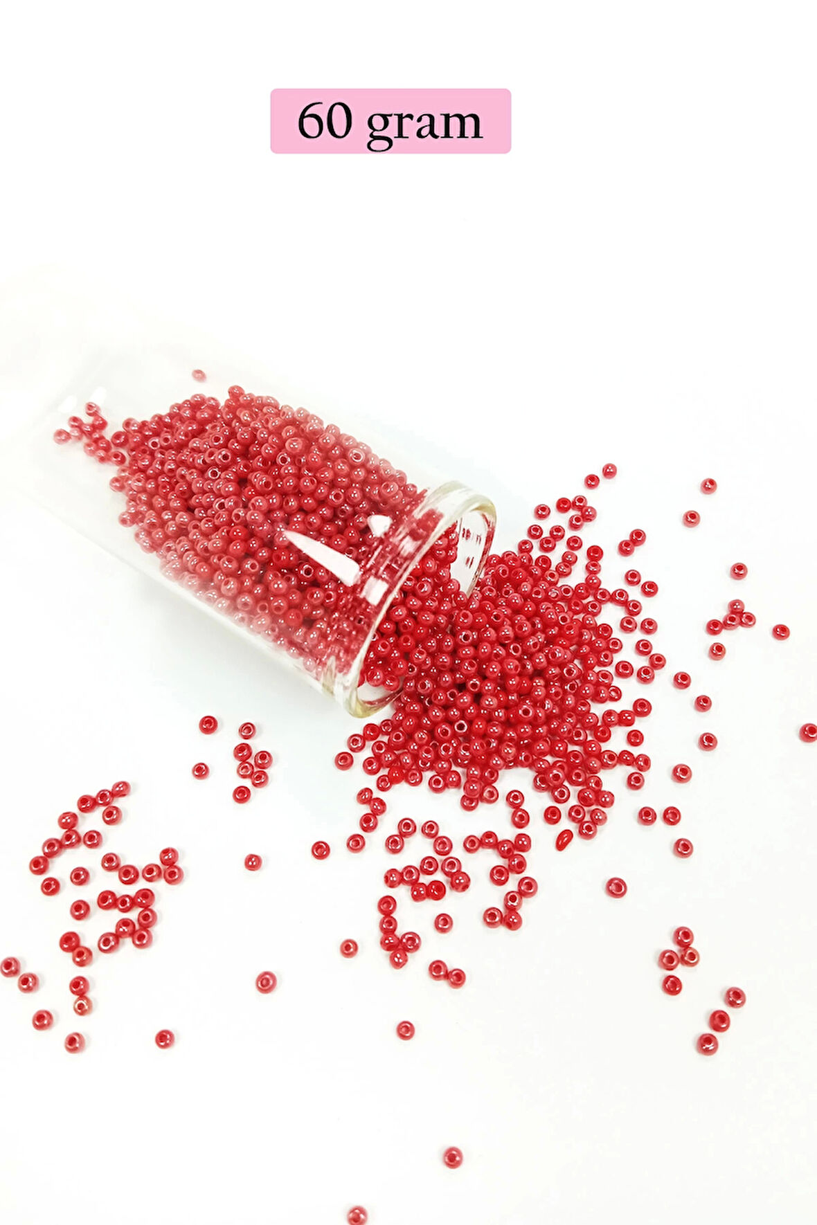 Dökme Cam Kum Boncuk (11/0) 2 mm - 60 Gram -  Kırmızı - BNC039