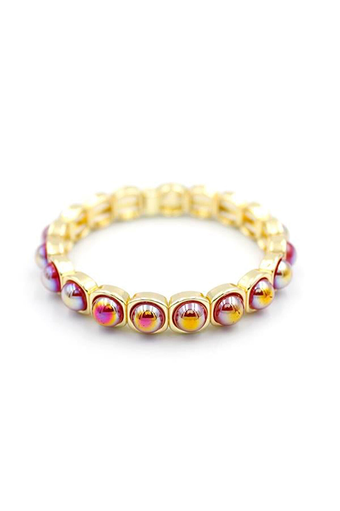 Lastikli Taşlı Bileklik - Fuşya