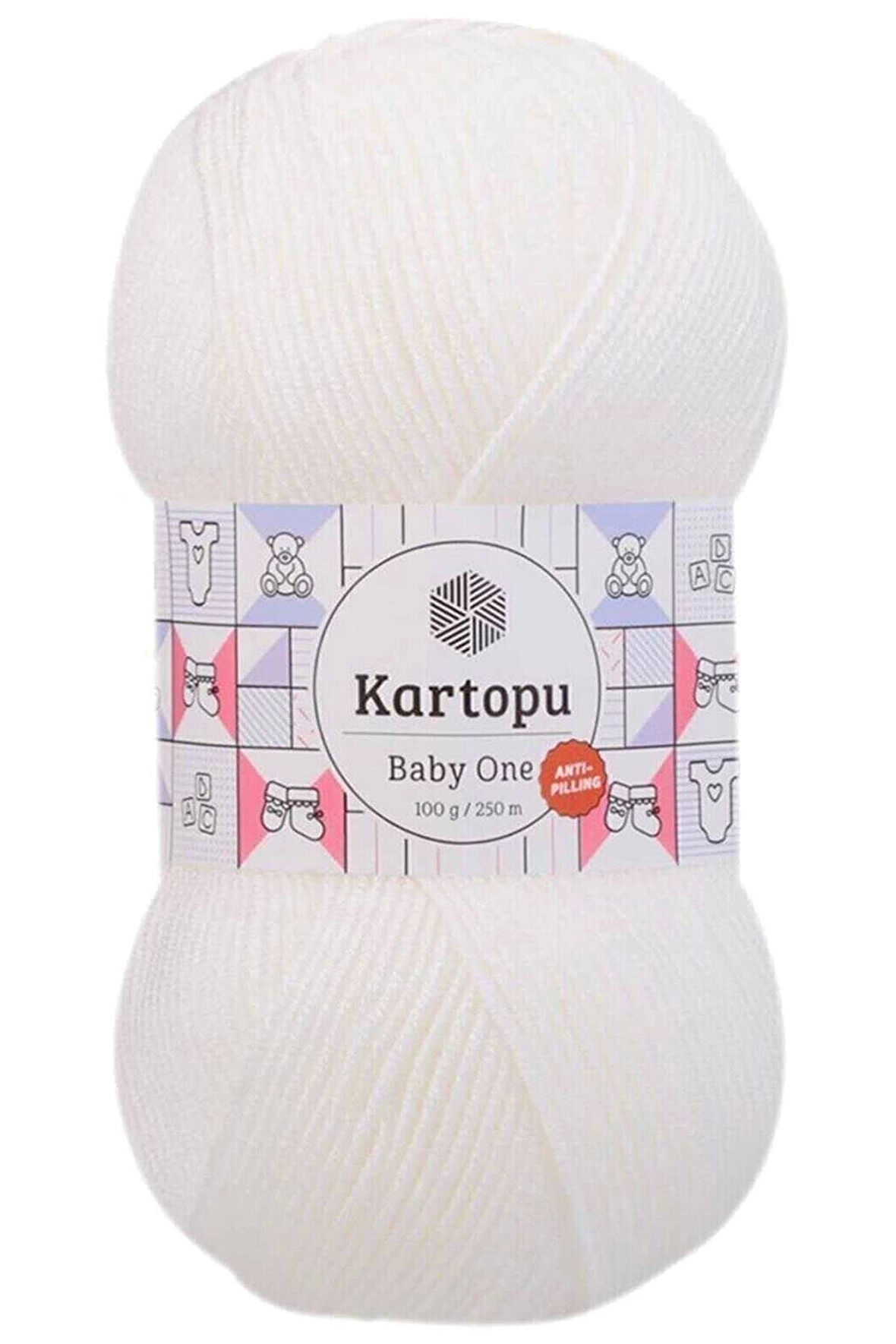 1 Adet Baby One Tüylenmeyen El Örgü İpi Yünü Kar Beyaz K010