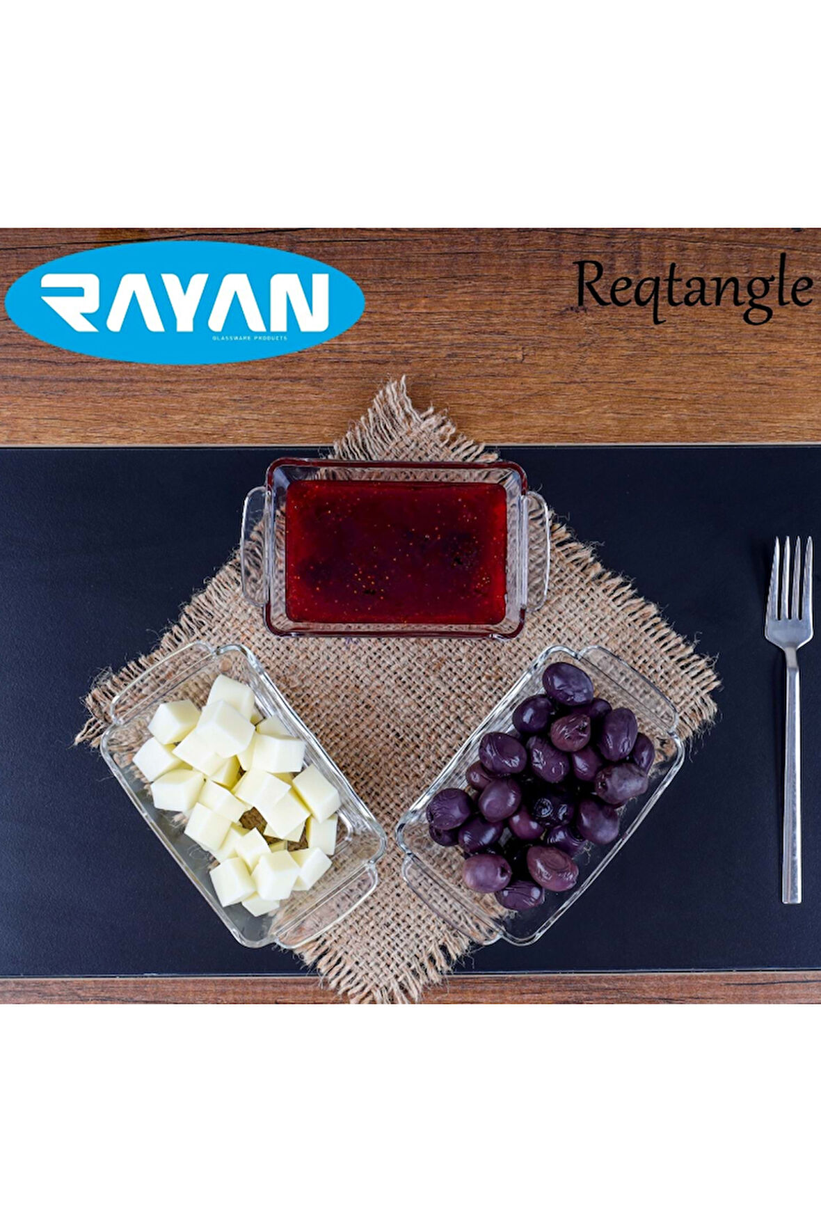 Reqtangle Tekli Dikdörtgen Cam Kahvaltılık Royaleks-81484