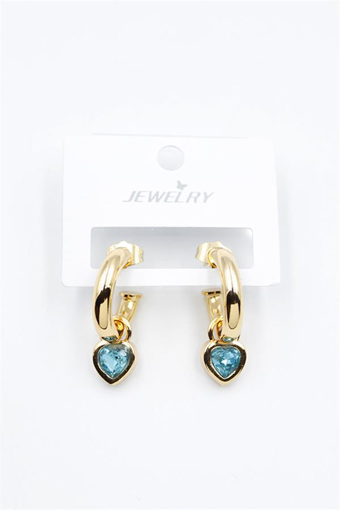 Kalp Halka Küpe - Turkuaz