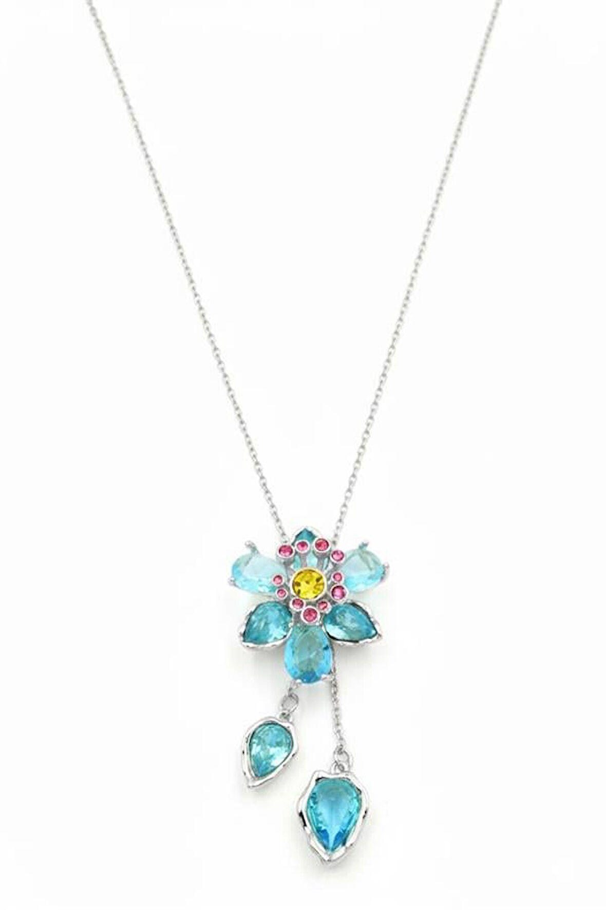 Swr Çiçek Kolye - Turkuaz