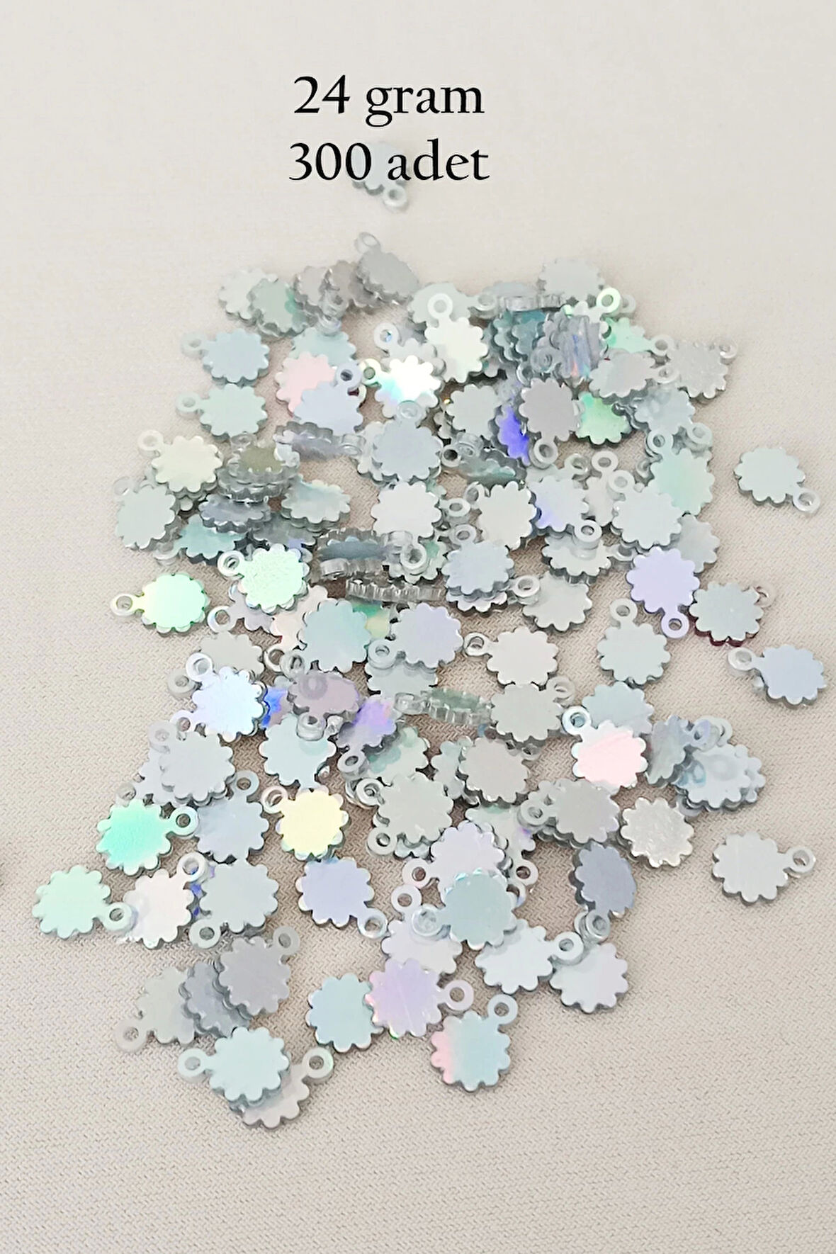 Oya Abiye Bileklik Kolye Pleksi Metalik Plastik Pul Gümüş Renk 24 gram 300 adet - BNC578