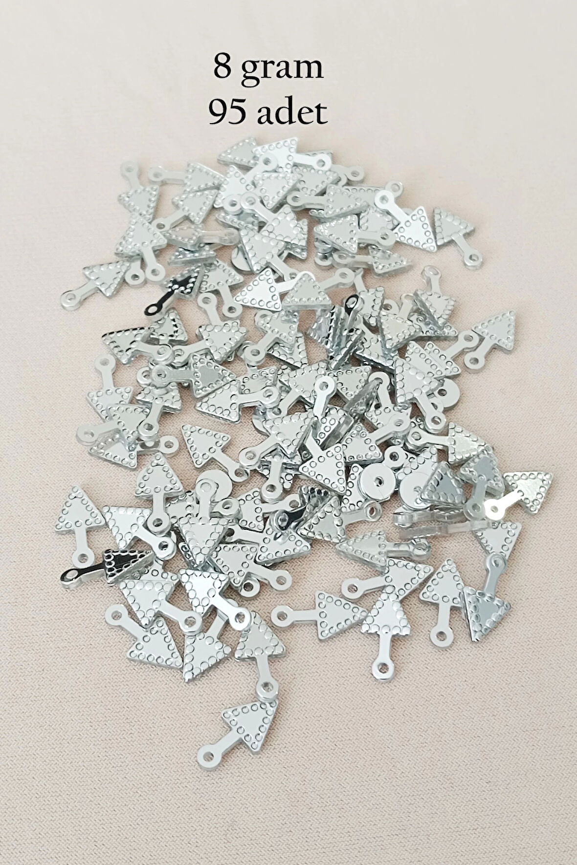 Oya Abiye Bileklik Kolye Pleksi Metalik Plastik Pul Gümüş Renk 8 gram 95 adet - BNC505