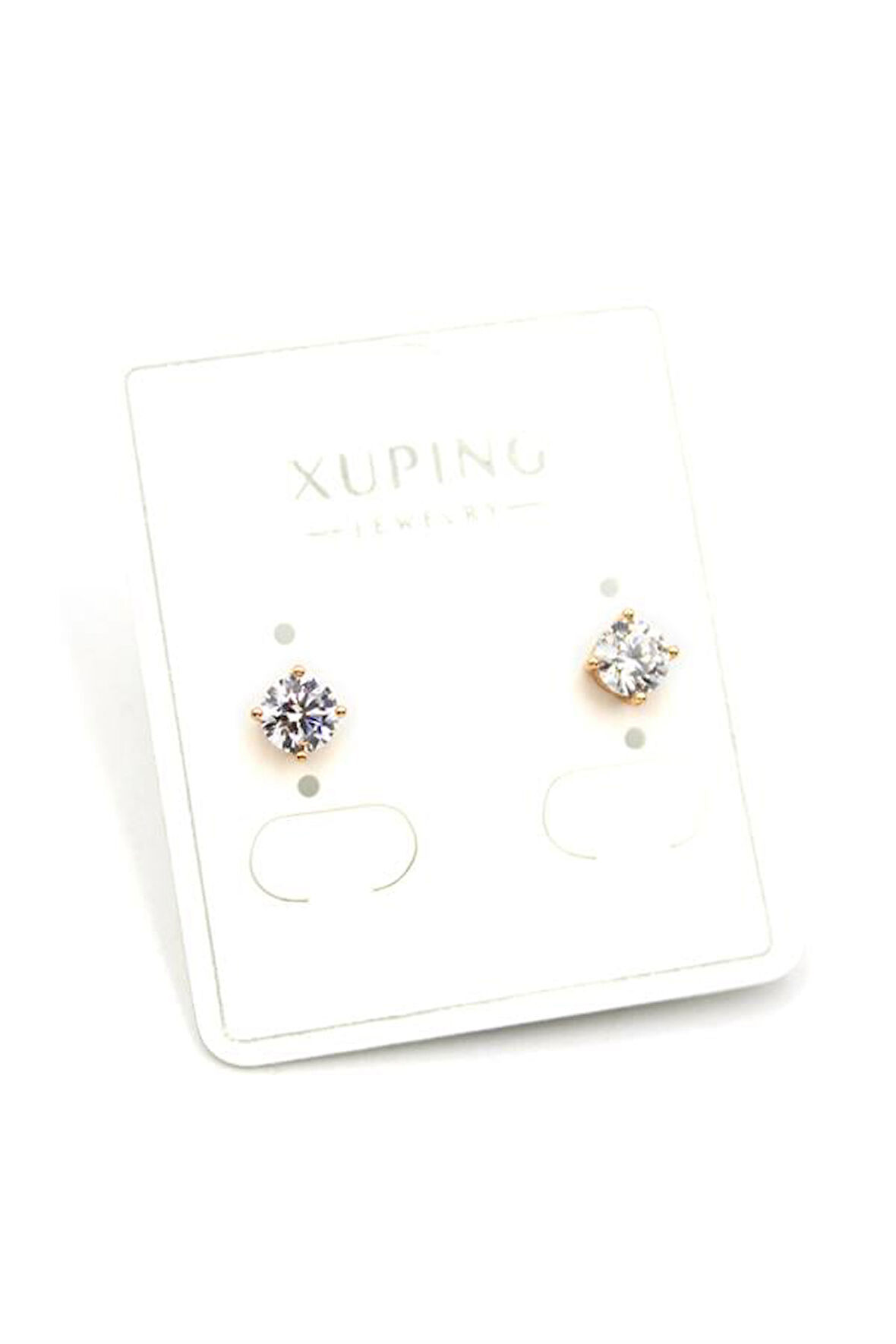 Orta Boy Tek Taş Küpe - Altın