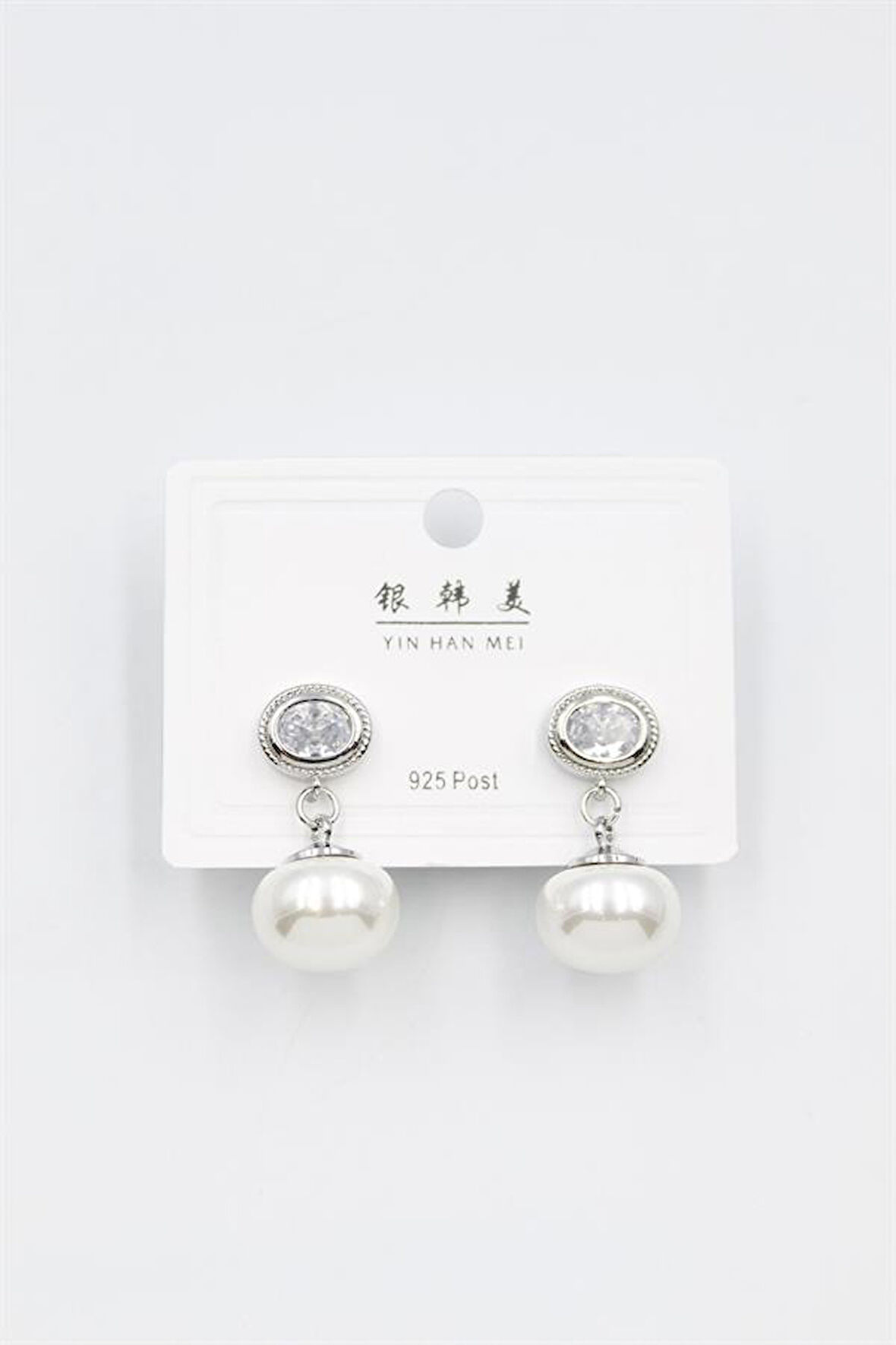 İncili Taşlı Küpe - Gümüş