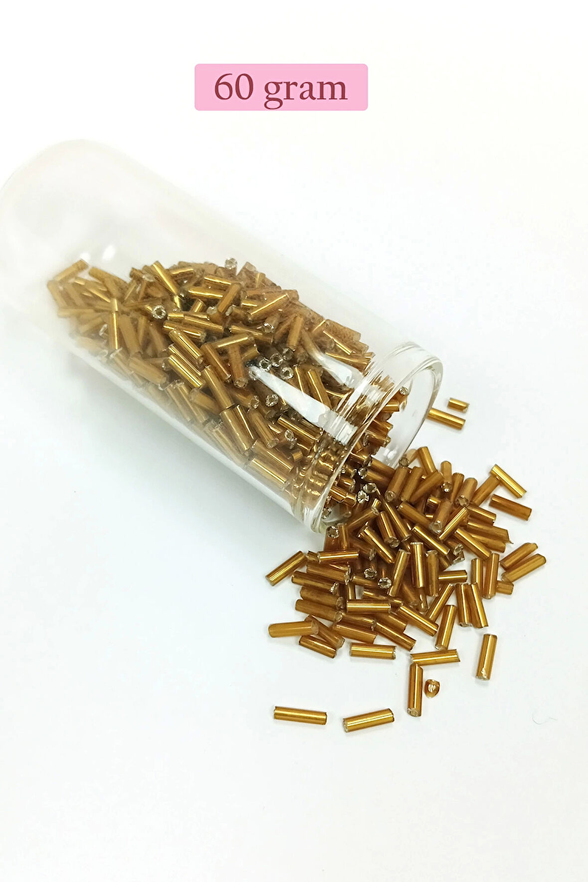 Uzun Boru Kesme Boncuk Çap 2mm Uzunluk 10 mm - 60 Gram - Altın Sarısı - BNC270