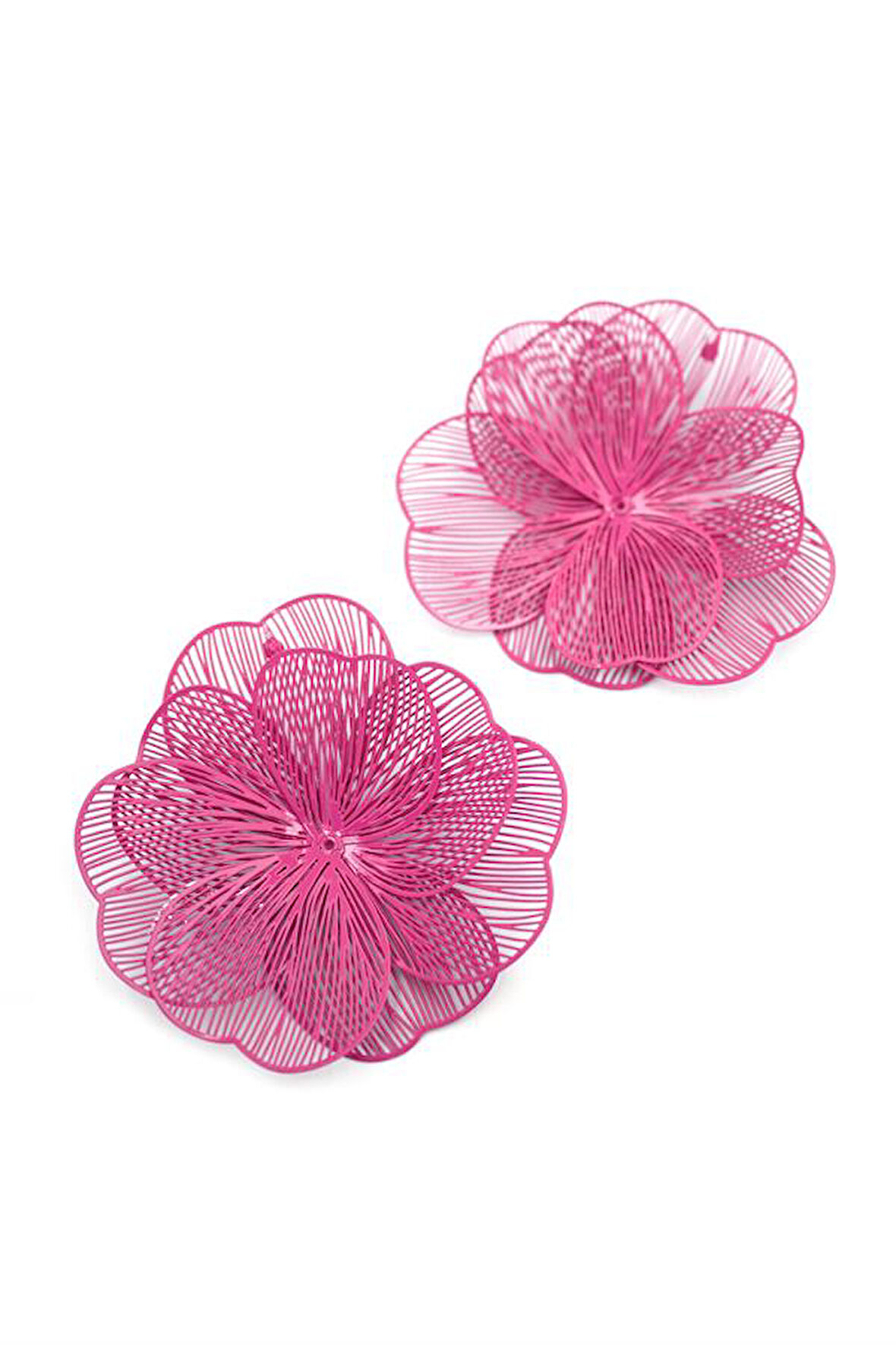 Metal Çiçek Küpe - Pembe