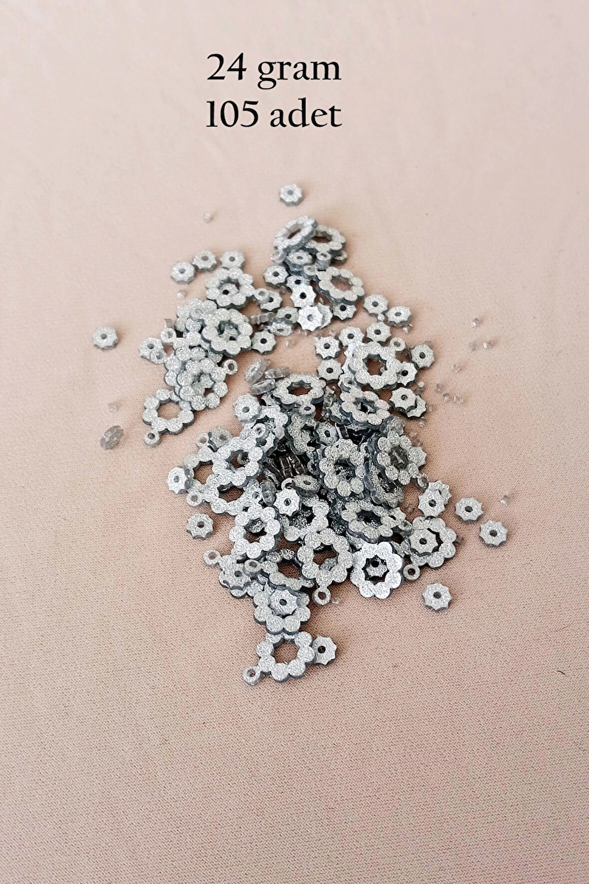 Oya Abiye Bileklik Kolye Pleksi Metalik Plastik Pul Gümüş Renk 24 gram 105 adet - BNC561