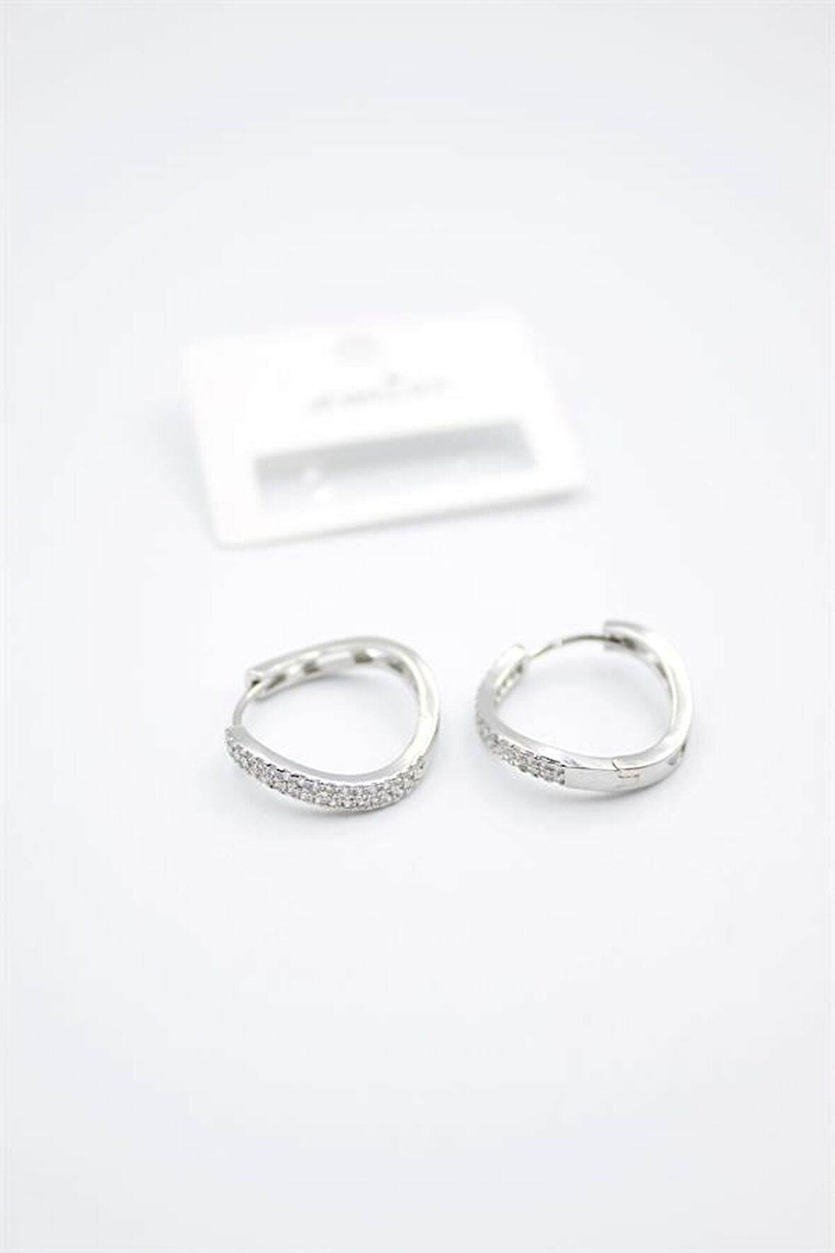 Taşlı Halka Küpe - Gümüş