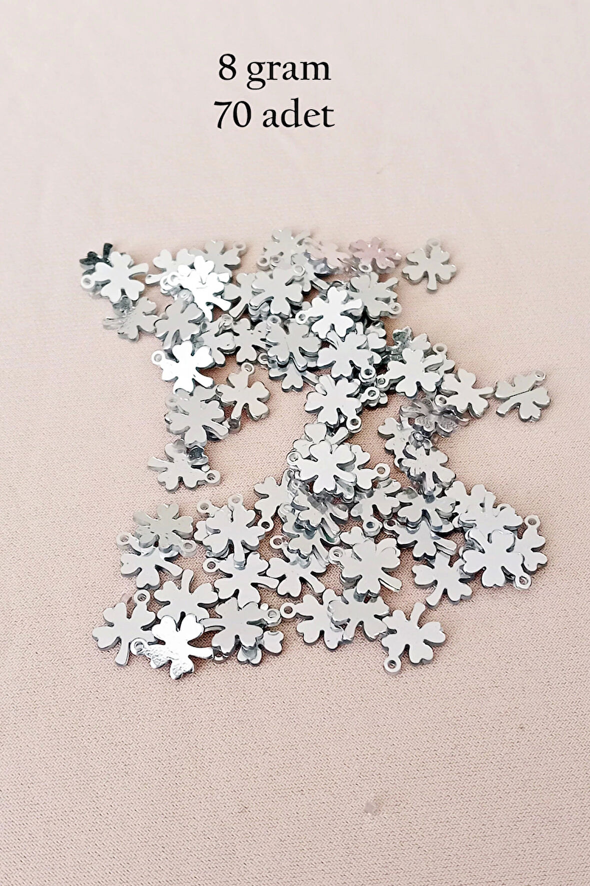 Oya Abiye Bileklik Kolye Pleksi Metalik Plastik Pul Gümüş Renk 8 gram 70 adet - BNC502