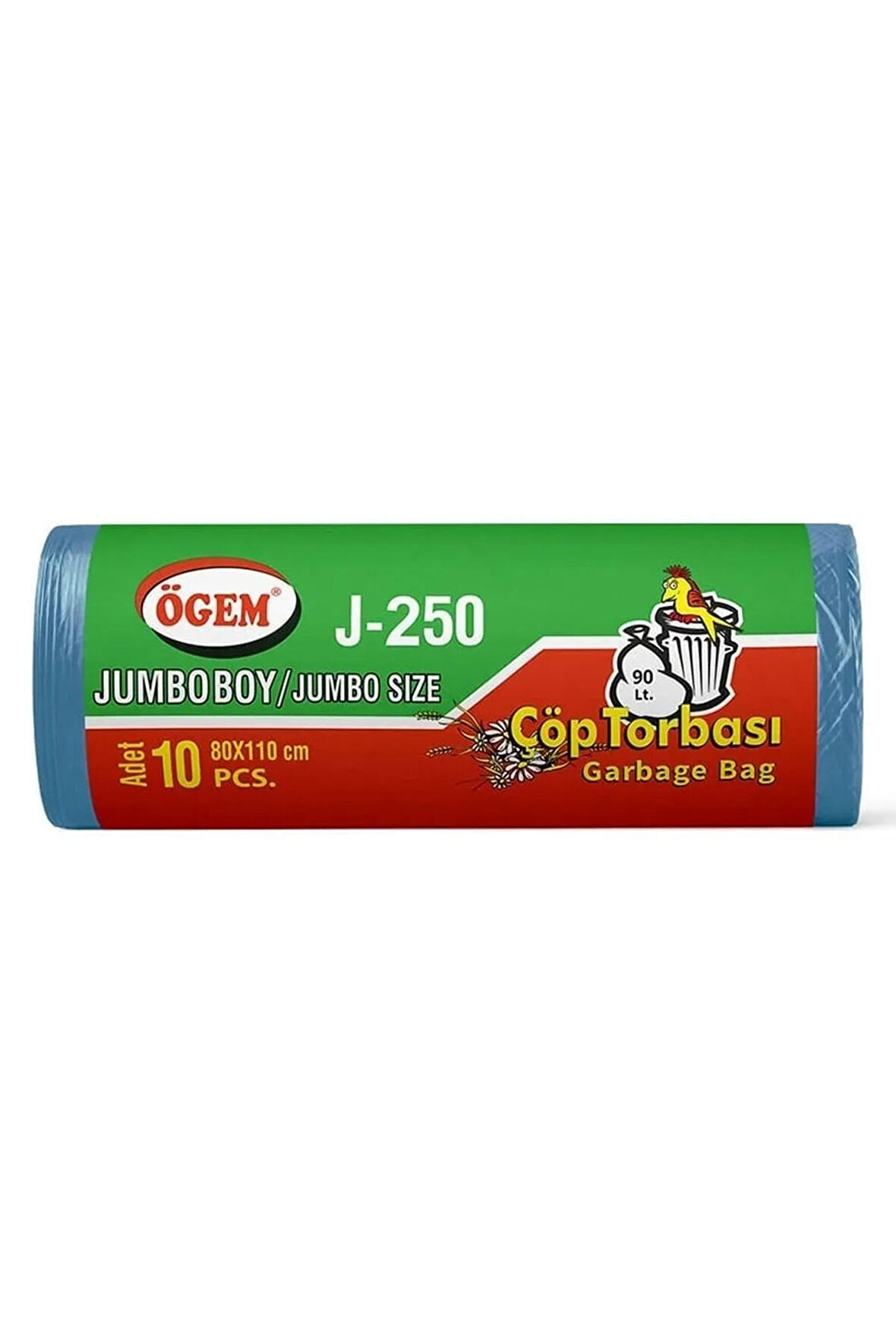 J-250 Jumbo Boy Çöp Torbası 80 x 110 cm 10 Lu Rulo x 1 Paket = 10 Adet (Mavi)