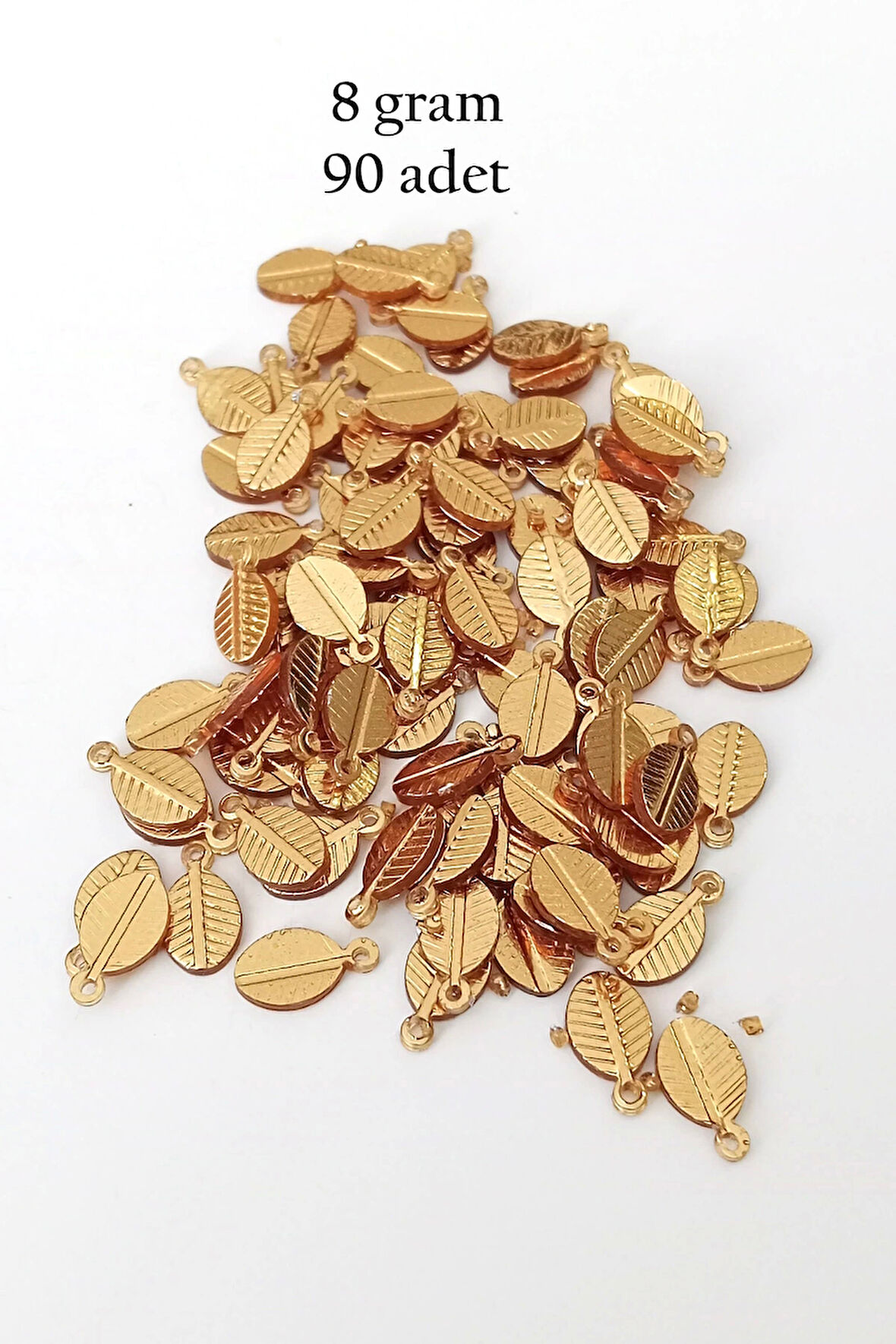 Oya Abiye Bileklik Kolye Pleksi Metalik Plastik Pul Altın Renk 8 gram 90 adet - BNC478